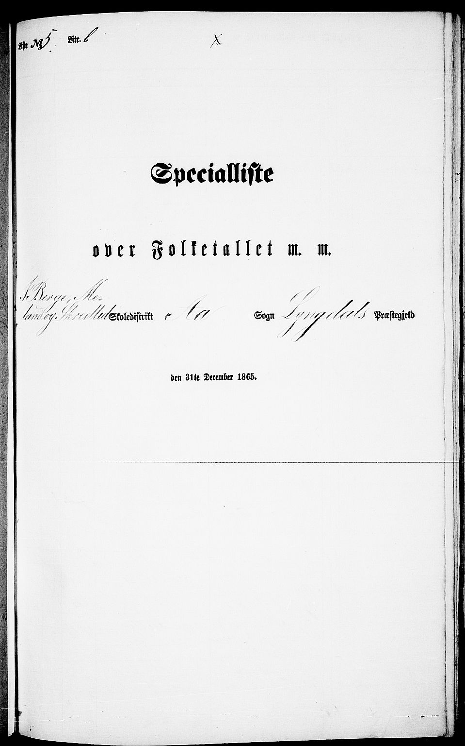 RA, 1865 census for Lyngdal, 1865, p. 121