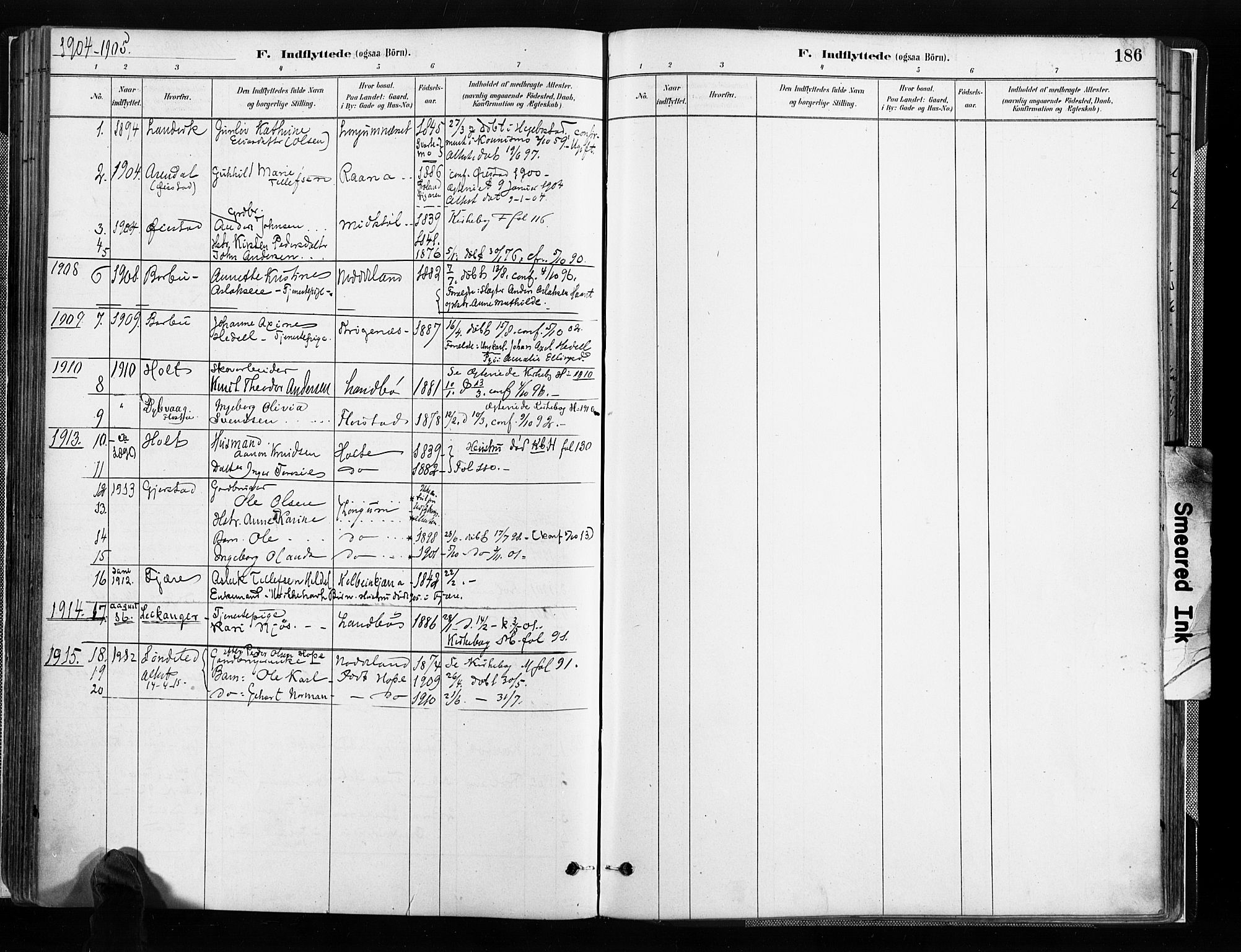 Austre Moland sokneprestkontor, SAK/1111-0001/F/Fa/Faa/L0010: Parish register (official) no. A 10, 1880-1904, p. 186