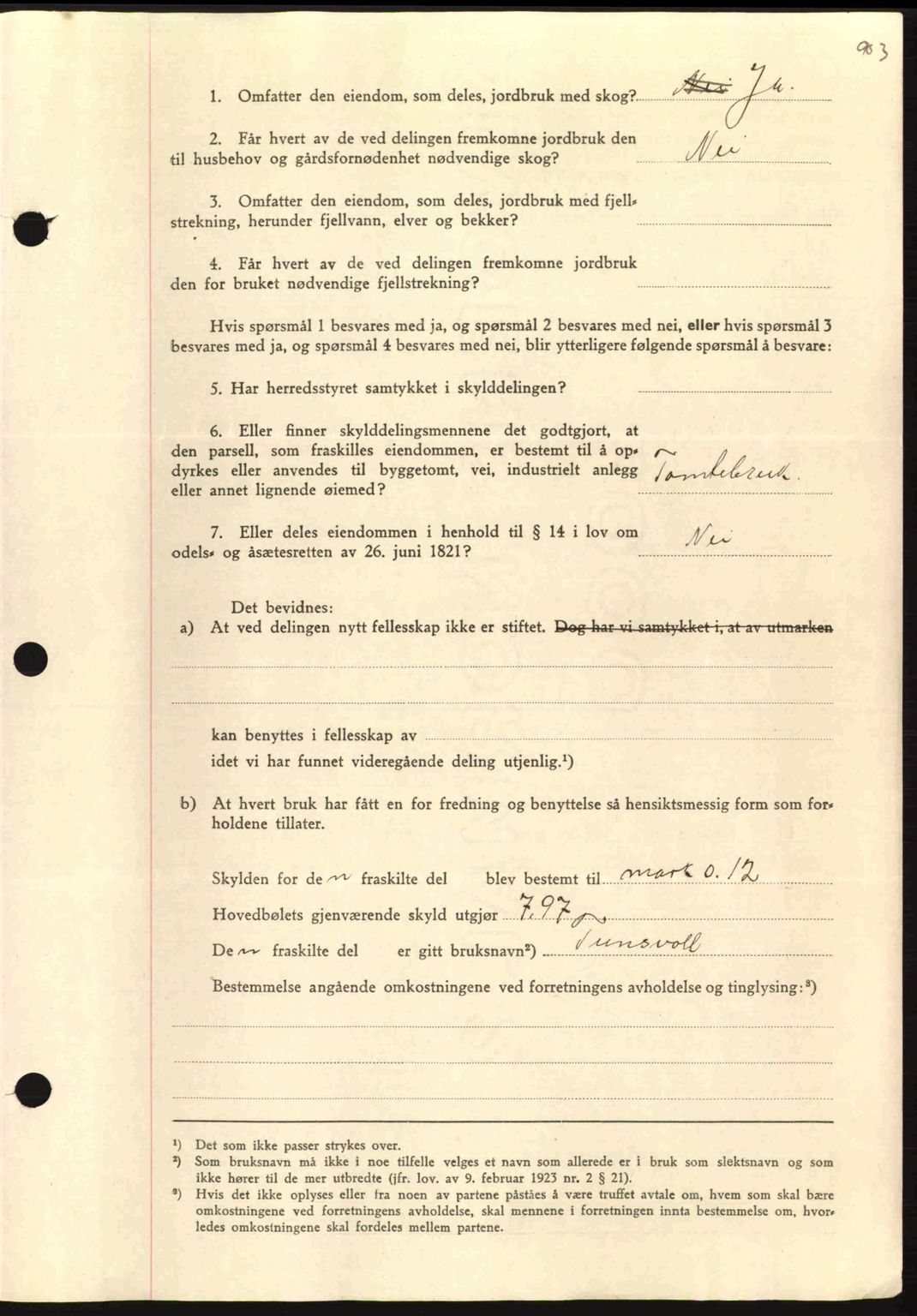 Nordmøre sorenskriveri, AV/SAT-A-4132/1/2/2Ca: Mortgage book no. A97, 1944-1944, Diary no: : 1187/1944