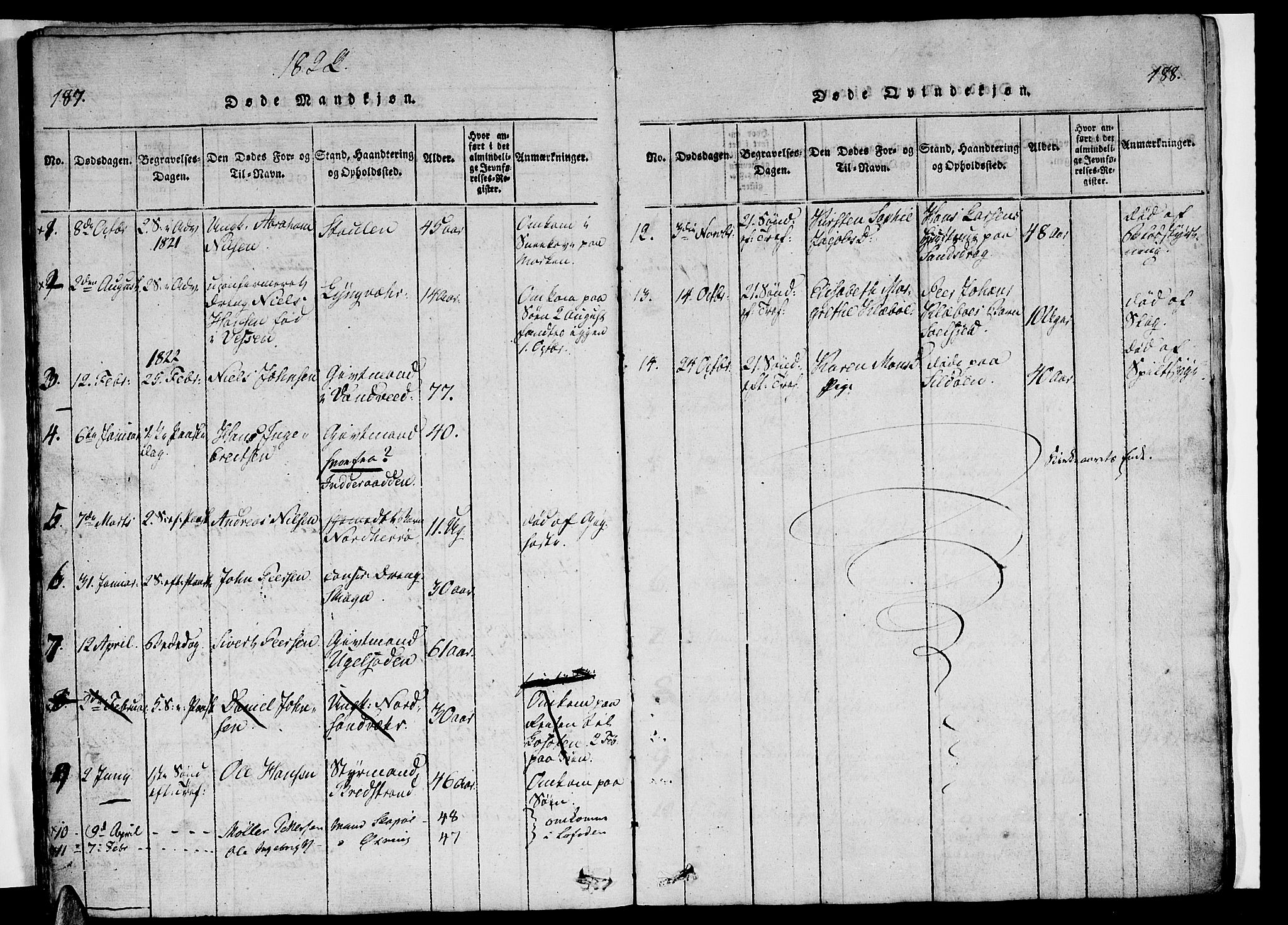 Ministerialprotokoller, klokkerbøker og fødselsregistre - Nordland, AV/SAT-A-1459/834/L0510: Parish register (copy) no. 834C01, 1820-1847, p. 187-188