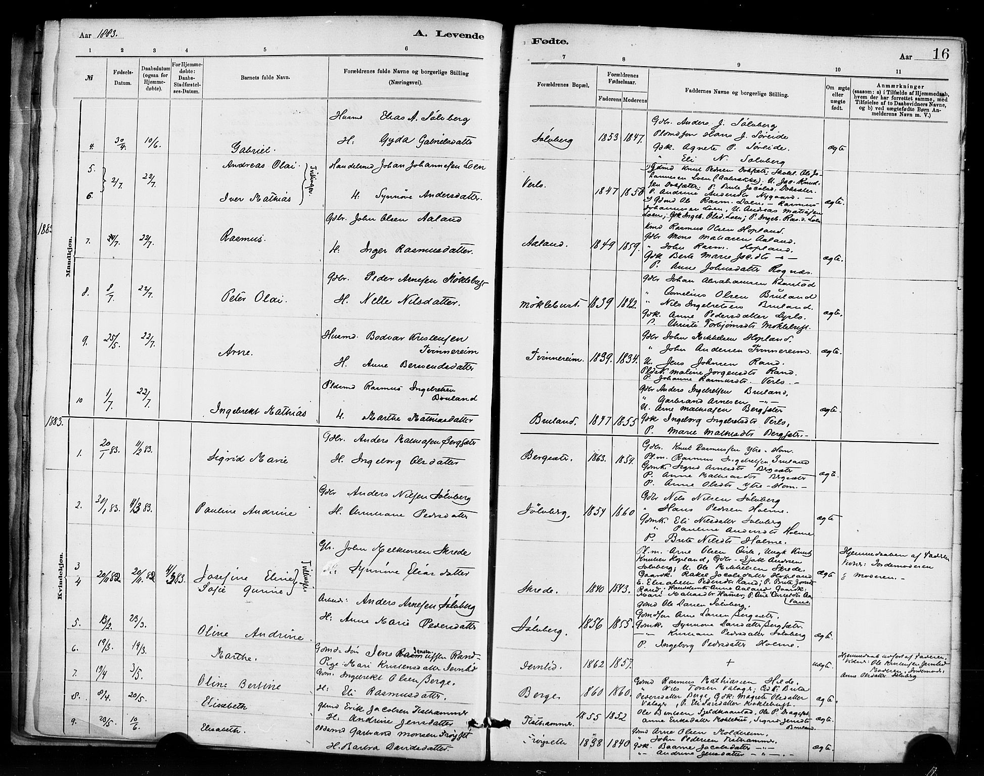 Innvik sokneprestembete, SAB/A-80501: Parish register (official) no. D 1, 1879-1900, p. 16