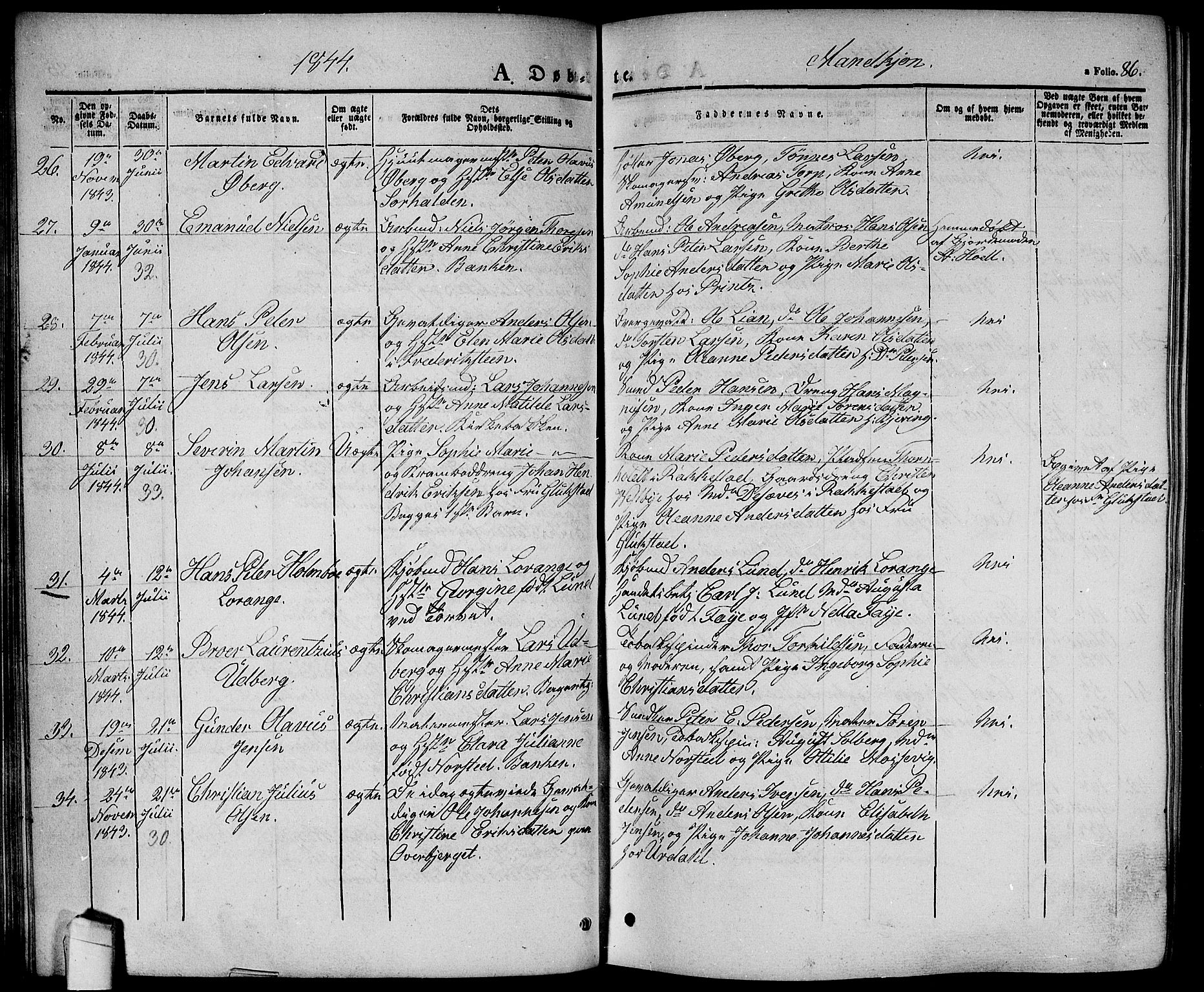 Halden prestekontor Kirkebøker, AV/SAO-A-10909/G/Ga/L0003: Parish register (copy) no. 3, 1834-1844, p. 86