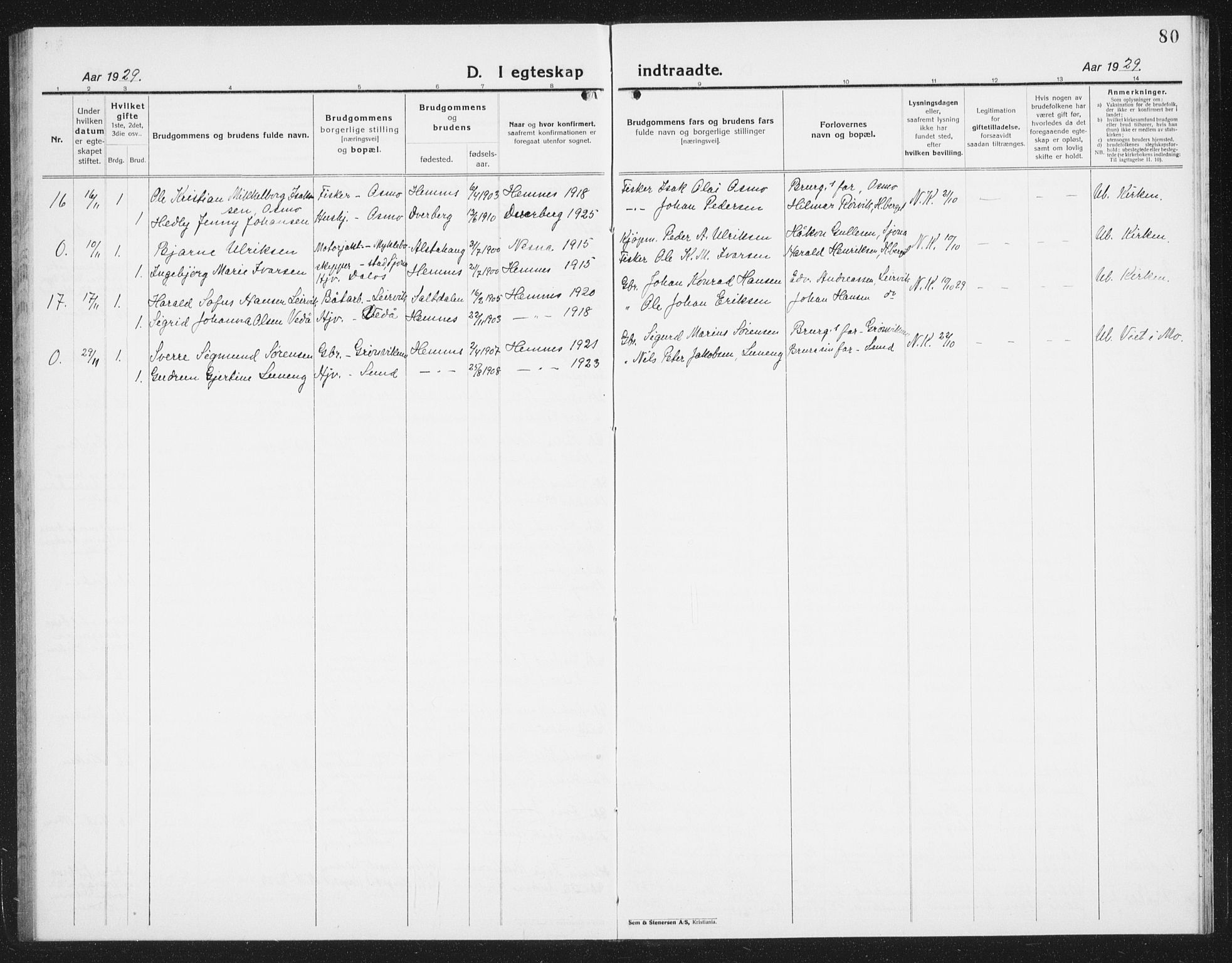 Ministerialprotokoller, klokkerbøker og fødselsregistre - Nordland, AV/SAT-A-1459/825/L0372: Parish register (copy) no. 825C09, 1923-1940, p. 80