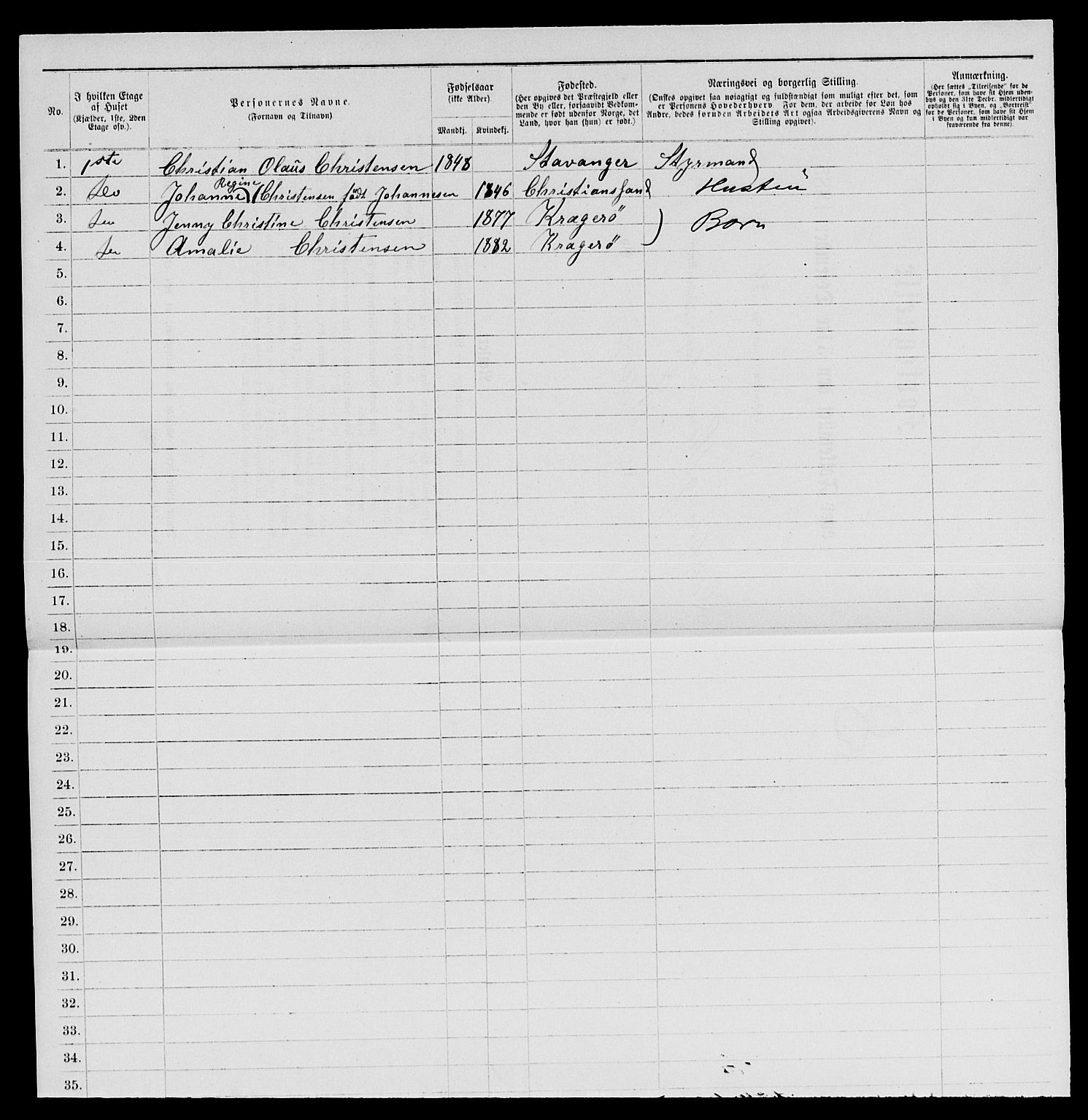 SAKO, 1885 census for 0801 Kragerø, 1885, p. 722