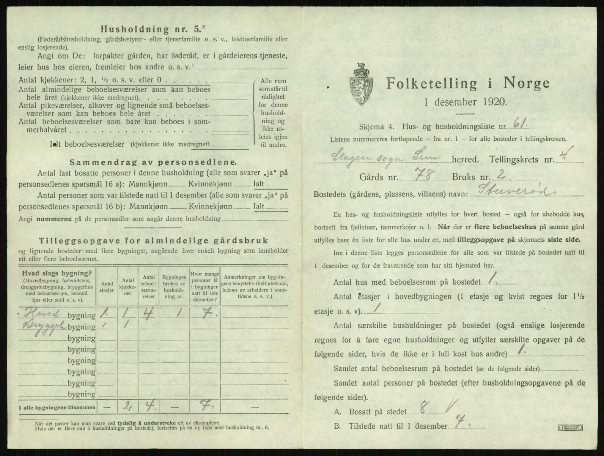SAKO, 1920 census for Sem, 1920, p. 865