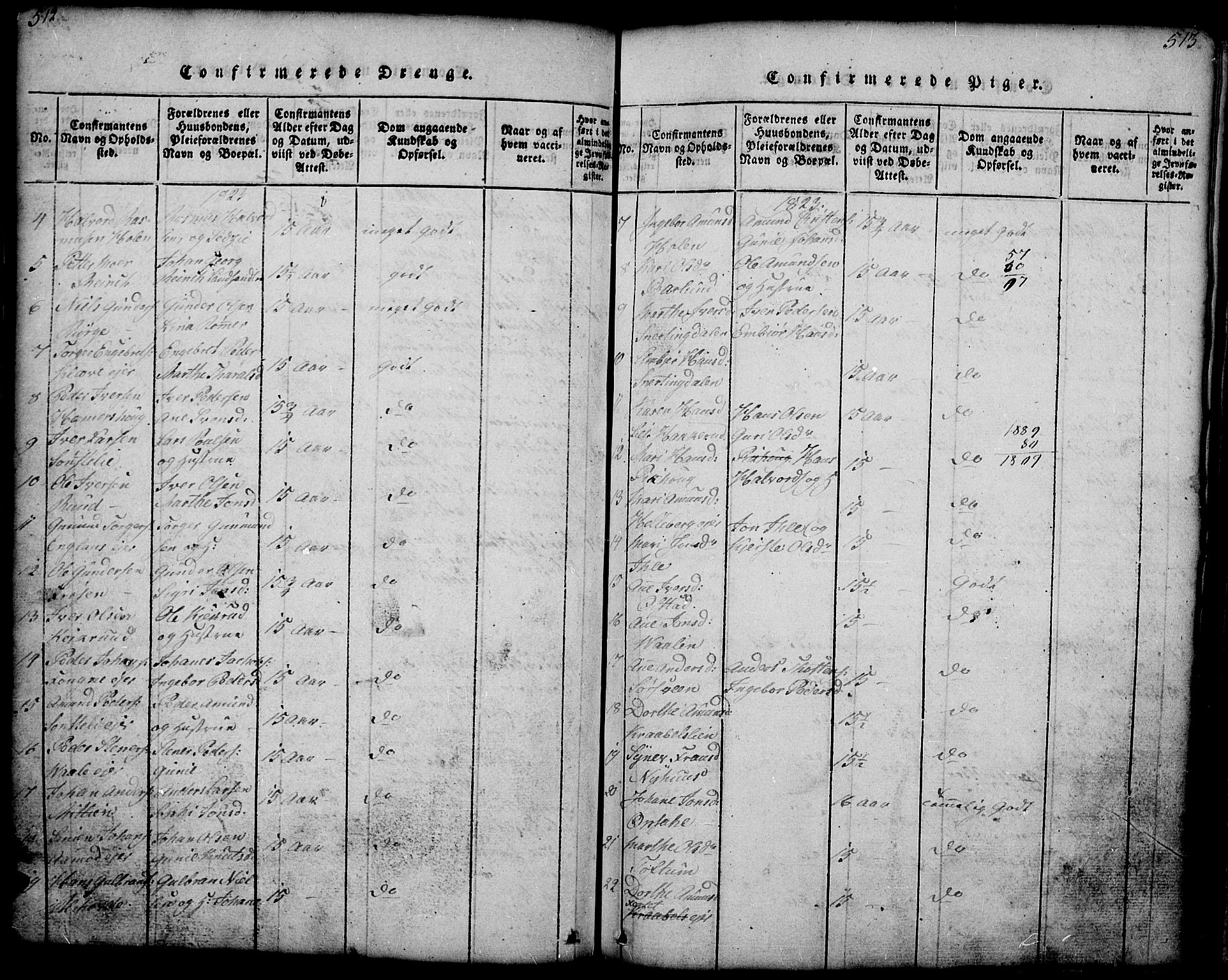 Gausdal prestekontor, AV/SAH-PREST-090/H/Ha/Hab/L0001: Parish register (copy) no. 1, 1817-1848, p. 512-513