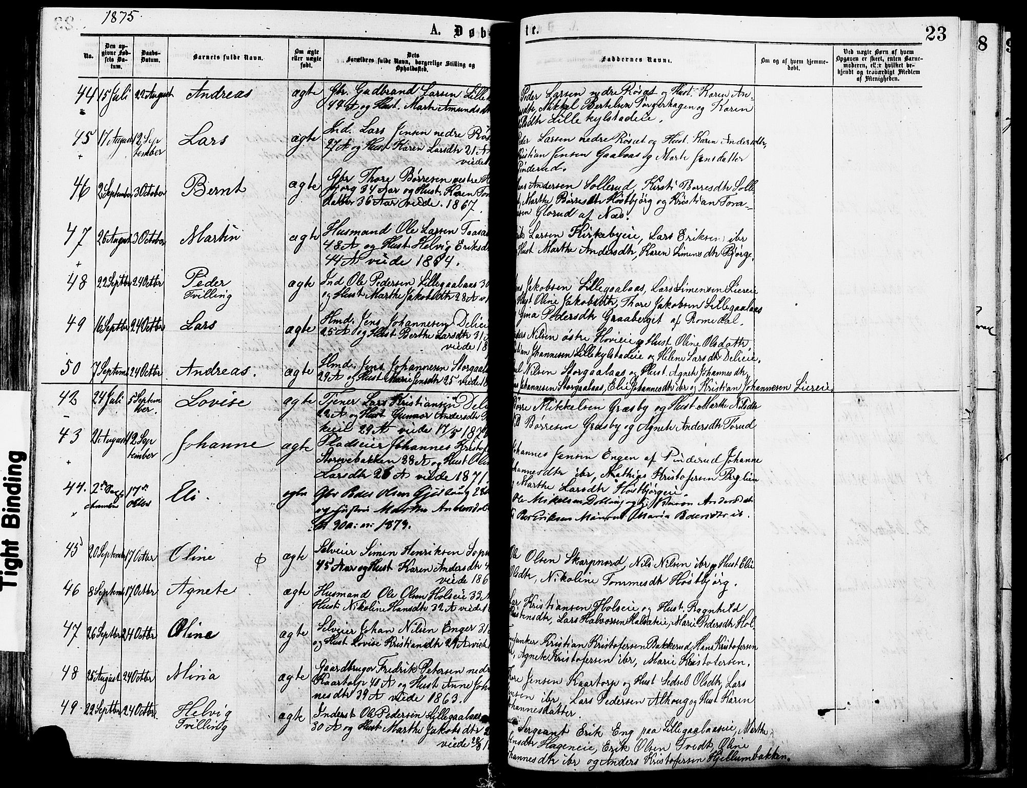 Vang prestekontor, Hedmark, SAH/PREST-008/H/Ha/Haa/L0013: Parish register (official) no. 13, 1855-1879, p. 23