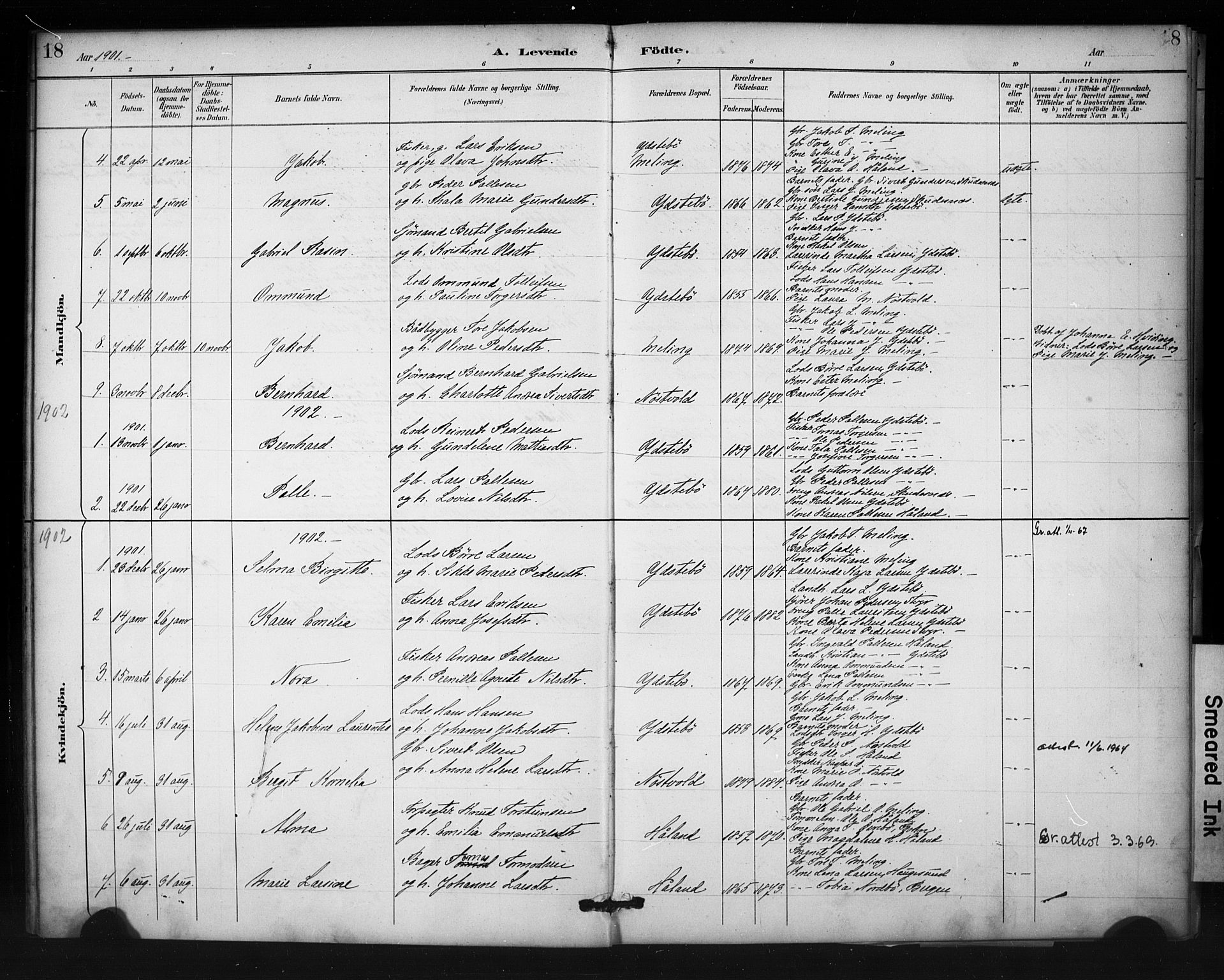 Rennesøy sokneprestkontor, SAST/A -101827/H/Ha/Haa/L0013: Parish register (official) no. A 12, 1888-1916, p. 18