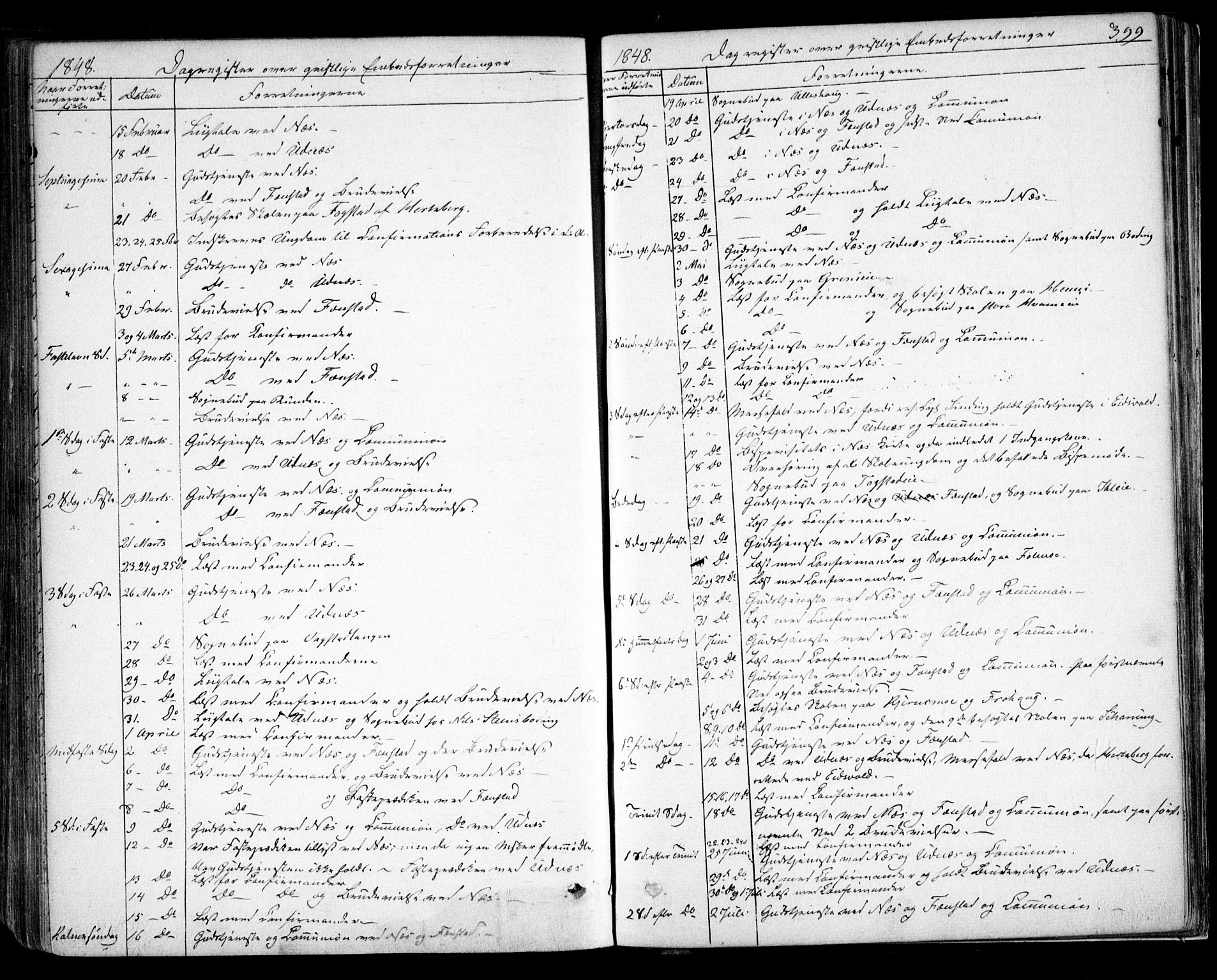 Nes prestekontor Kirkebøker, SAO/A-10410/F/Fa/L0007: Parish register (official) no. I 7, 1846-1858, p. 399