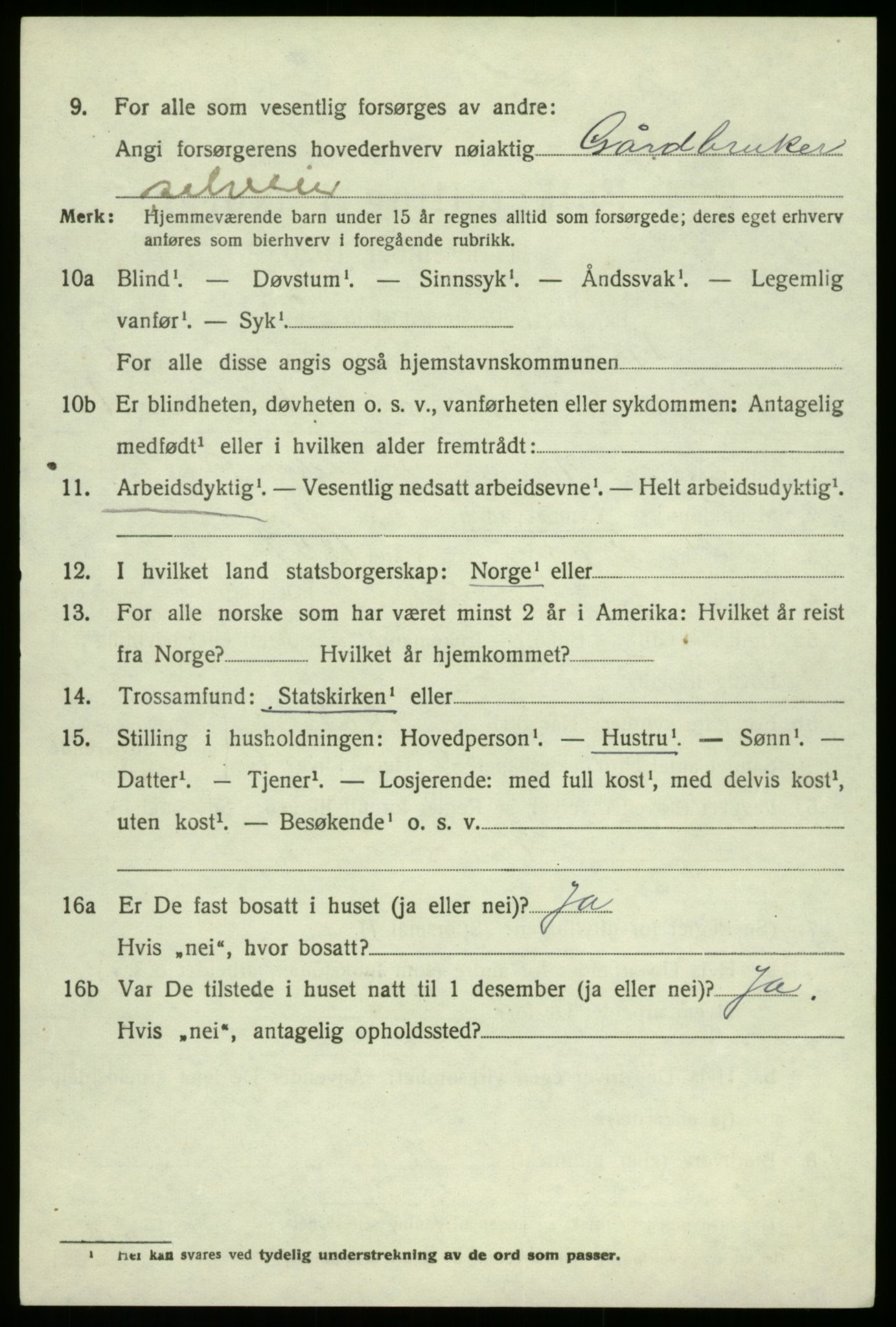 SAB, 1920 census for Bruvik, 1920, p. 2421