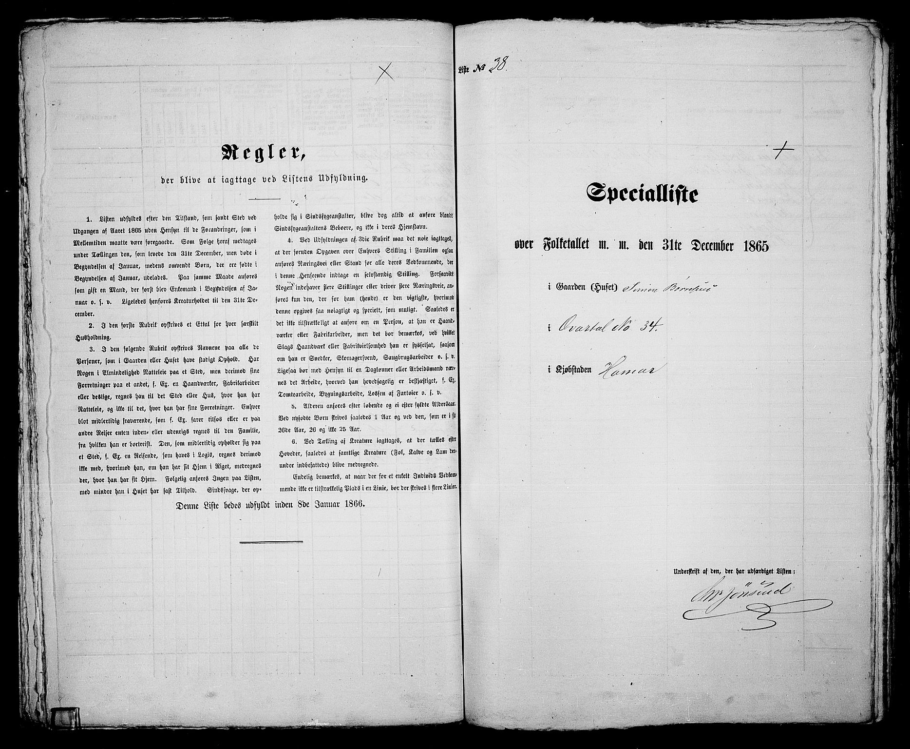 RA, 1865 census for Vang/Hamar, 1865, p. 84