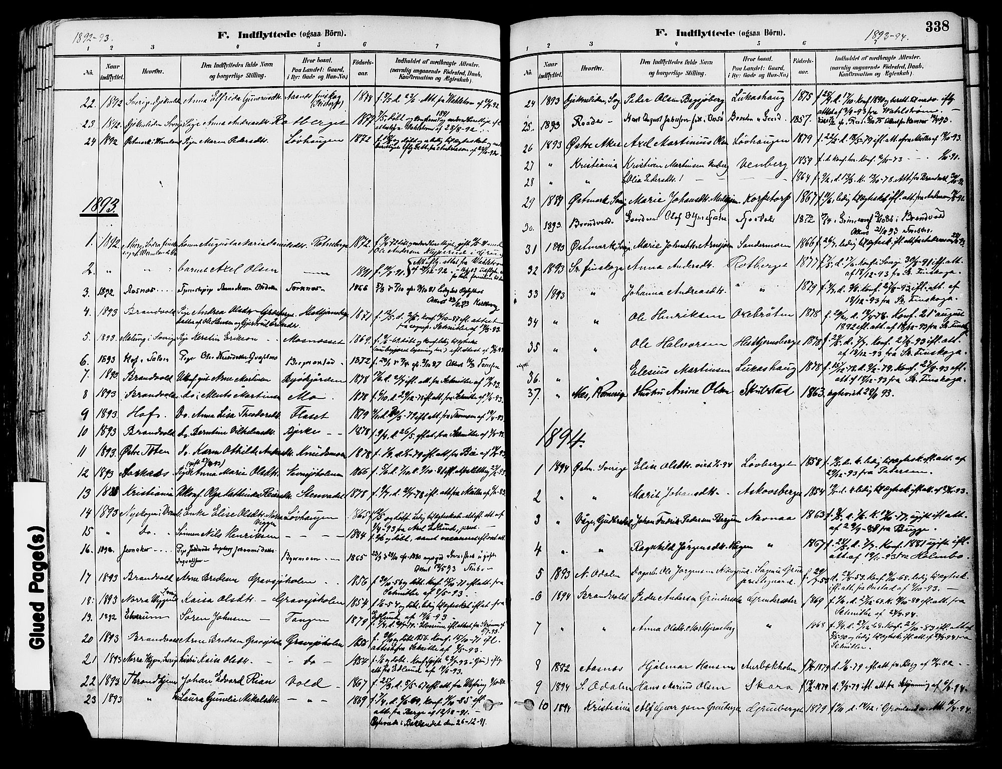 Grue prestekontor, SAH/PREST-036/H/Ha/Haa/L0012: Parish register (official) no. 12, 1881-1897, p. 338