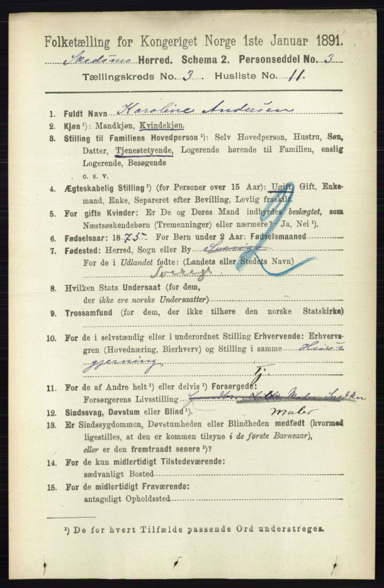 RA, 1891 census for 0231 Skedsmo, 1891, p. 1358