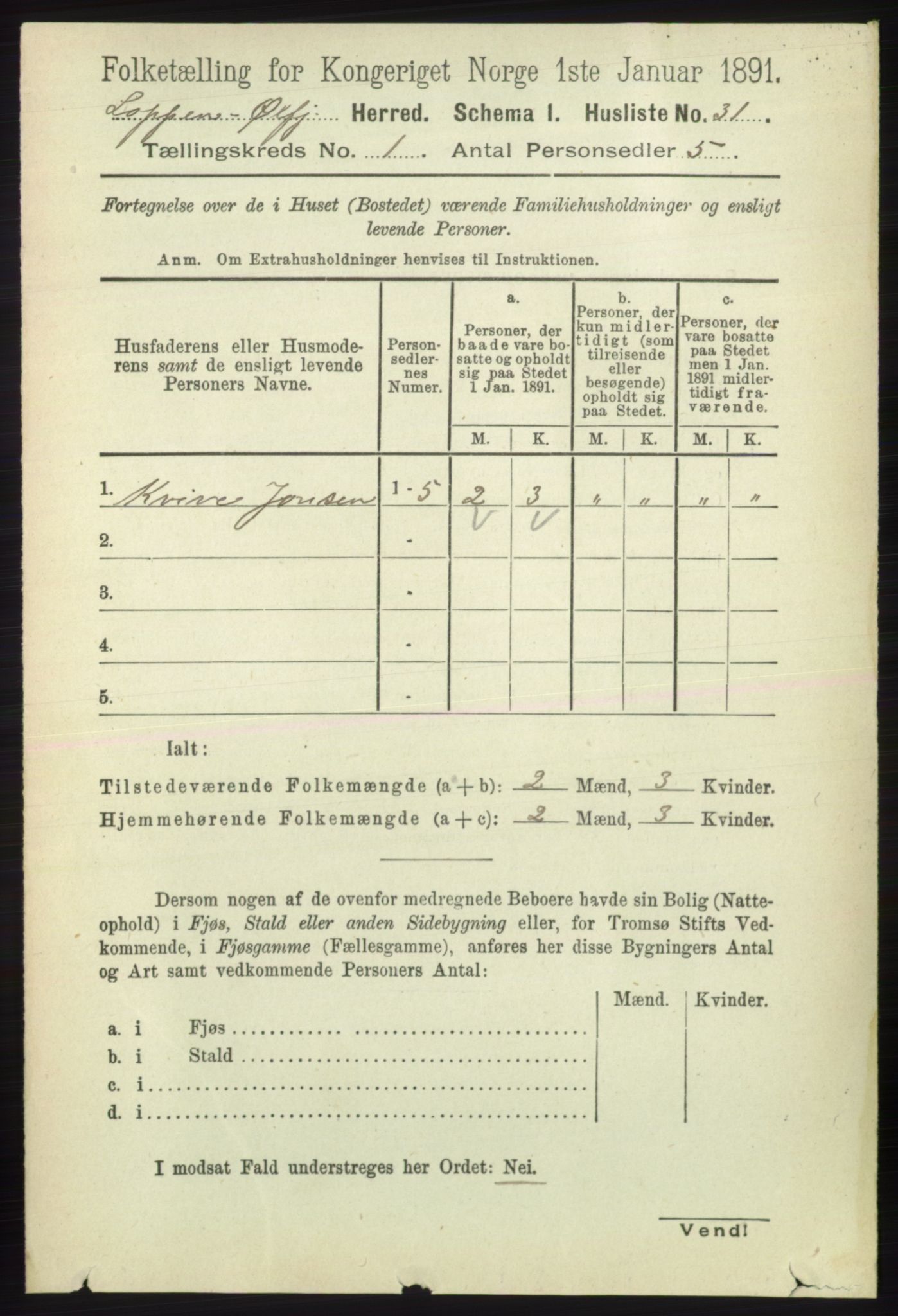 RA, 1891 census for 2014 Loppa, 1891, p. 49