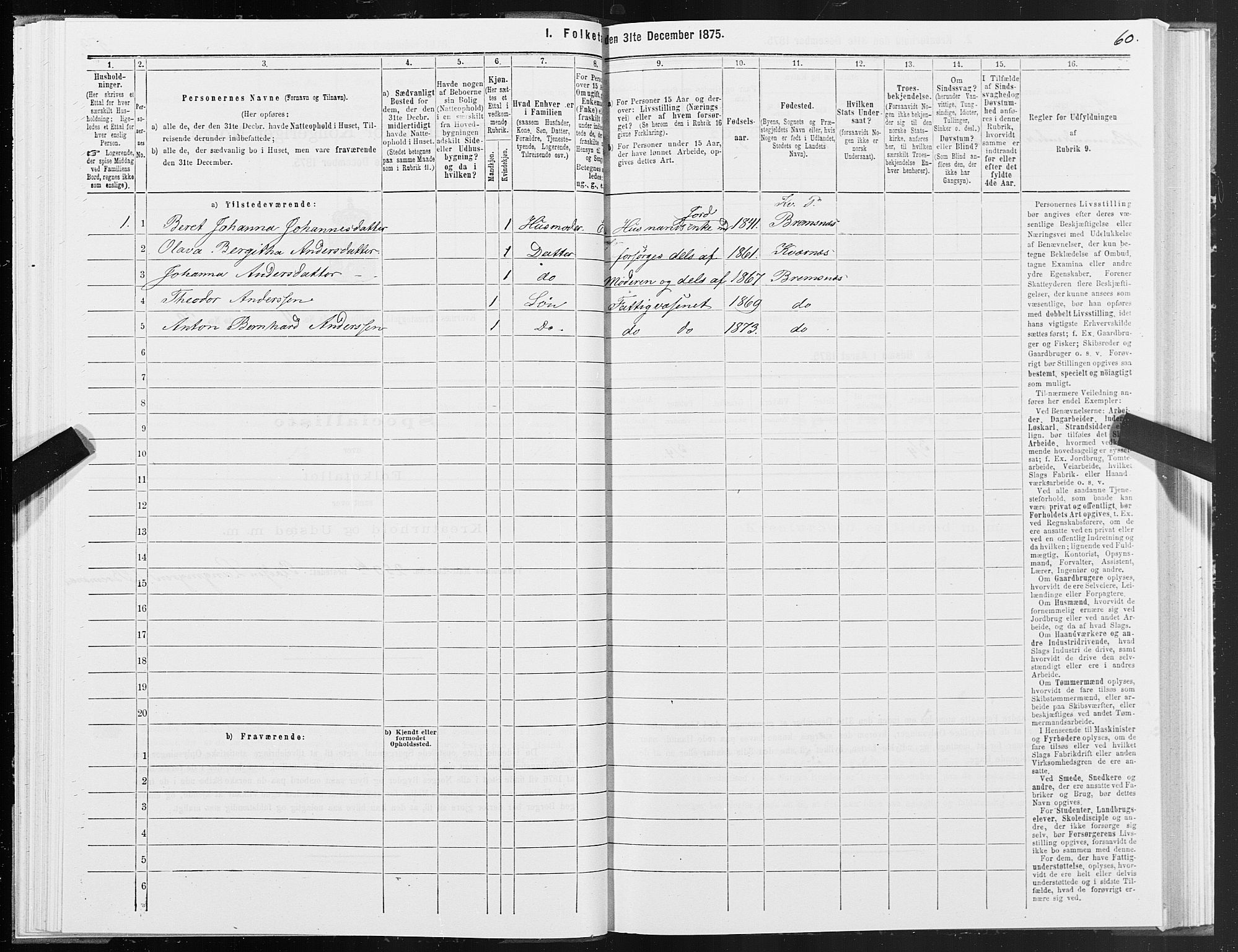 SAT, 1875 census for 1553P Kvernes, 1875, p. 6060