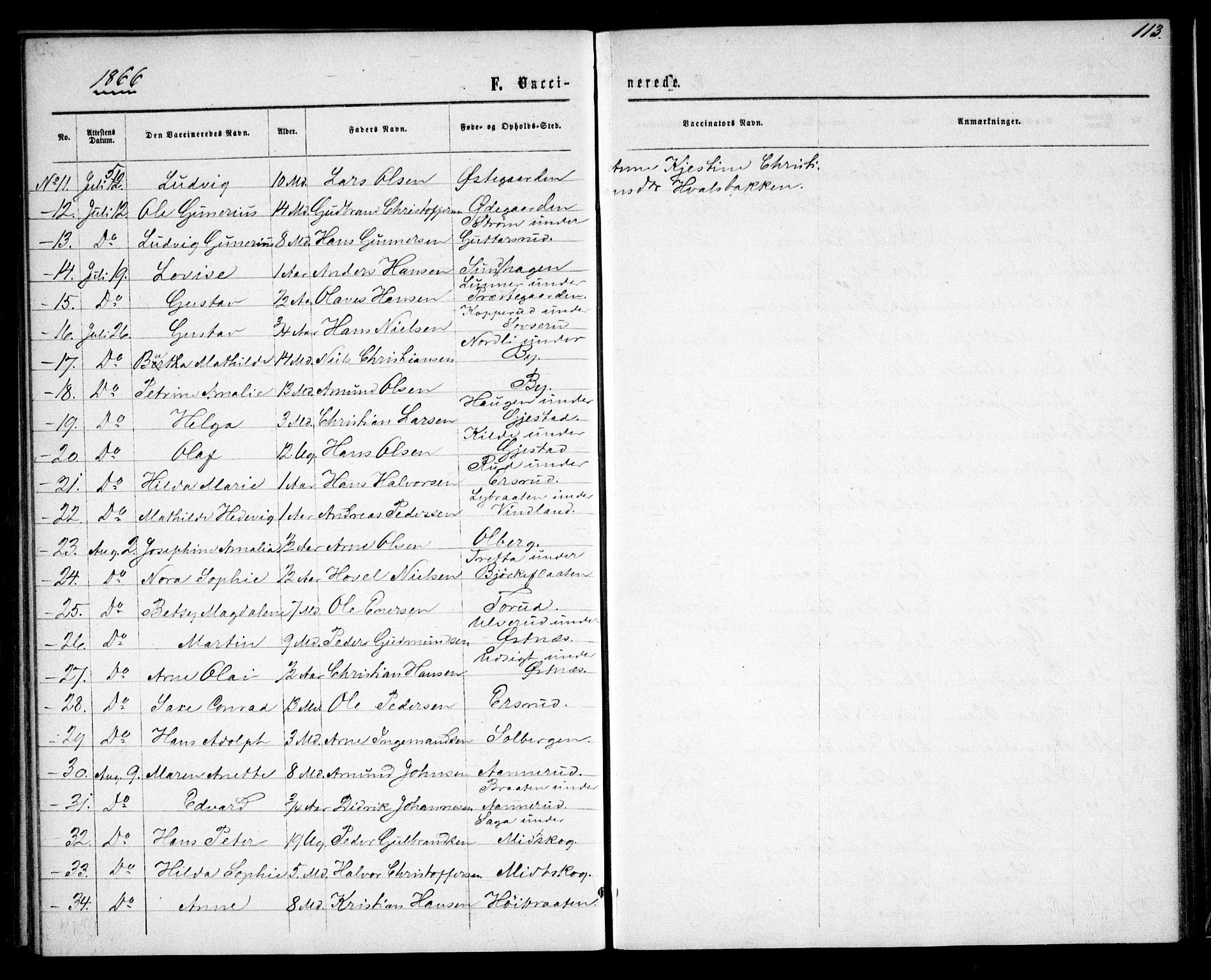 Fet prestekontor Kirkebøker, AV/SAO-A-10370a/F/Fa/L0012: Parish register (official) no. I 12, 1860-1866, p. 113