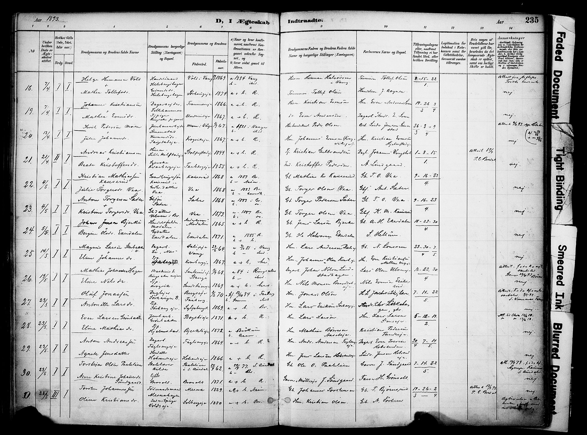 Ringsaker prestekontor, SAH/PREST-014/K/Ka/L0017: Parish register (official) no. 17, 1891-1902, p. 235