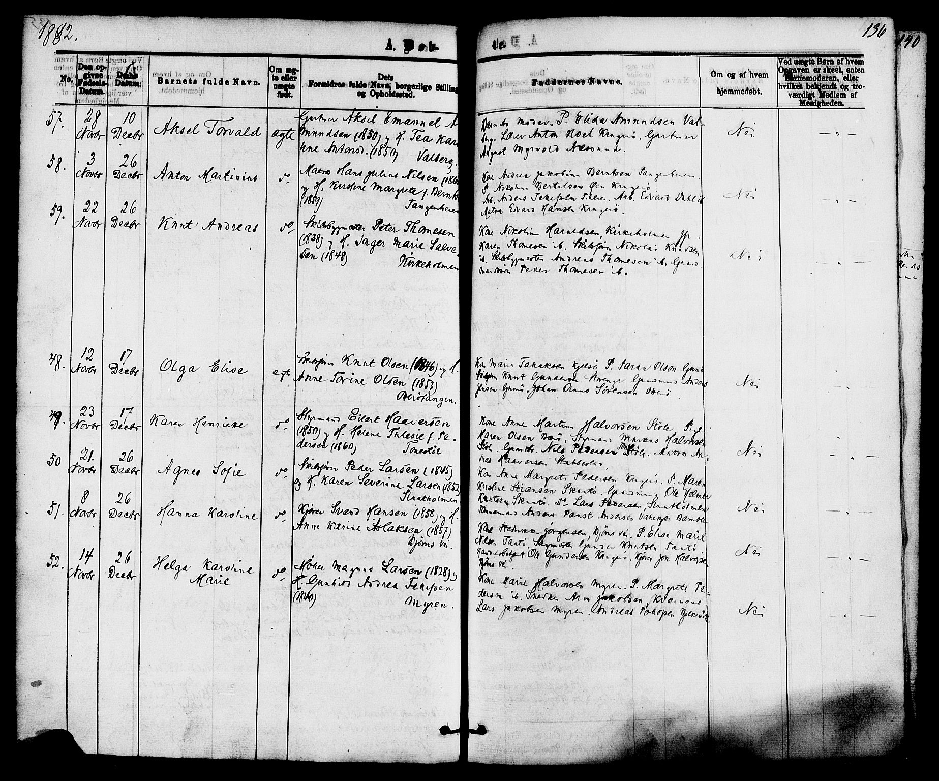Skåtøy kirkebøker, SAKO/A-304/F/Fa/L0001: Parish register (official) no. I 1, 1874-1883, p. 136