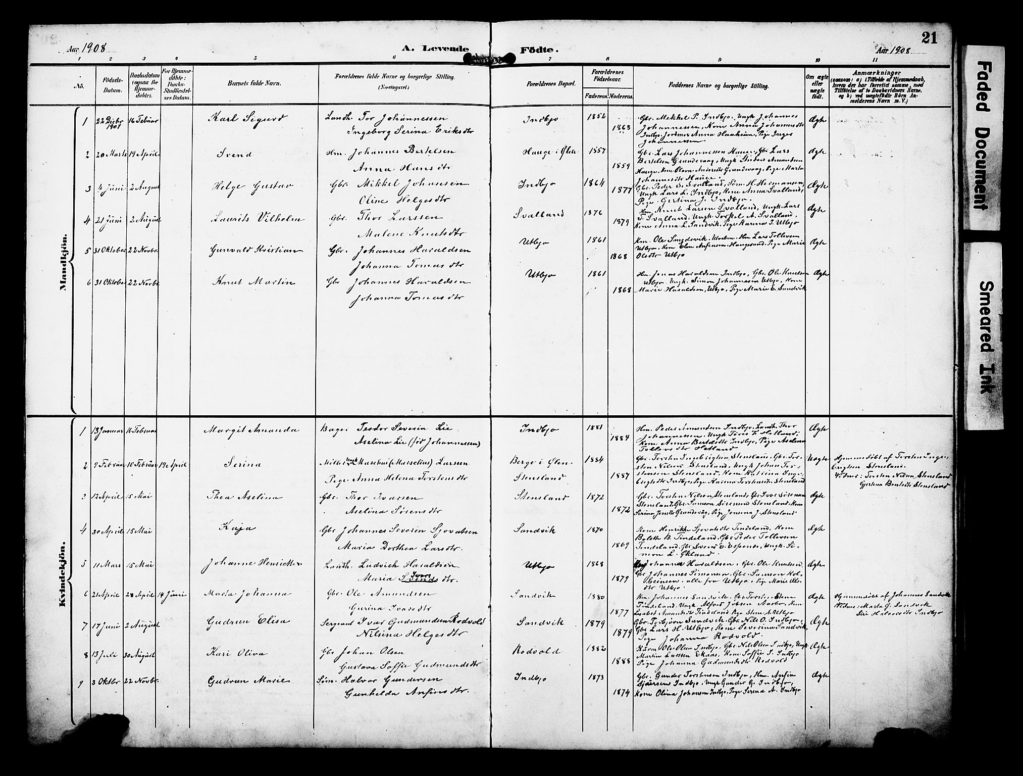 Ølen Sokneprestembete, AV/SAB-A-79201/H/Hab: Parish register (copy) no. B 1, 1895-1930, p. 21