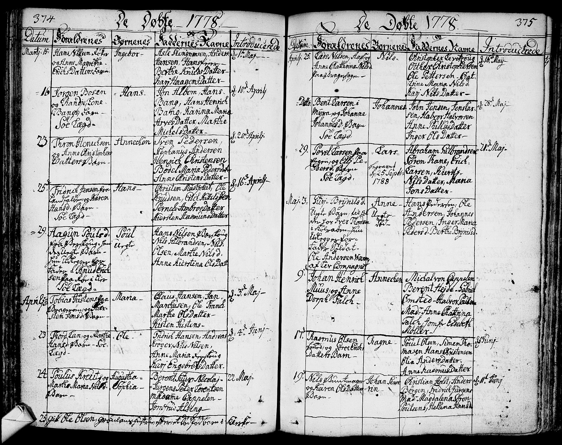 Bragernes kirkebøker, AV/SAKO-A-6/F/Fa/L0005: Parish register (official) no. I 5, 1759-1781, p. 374-375