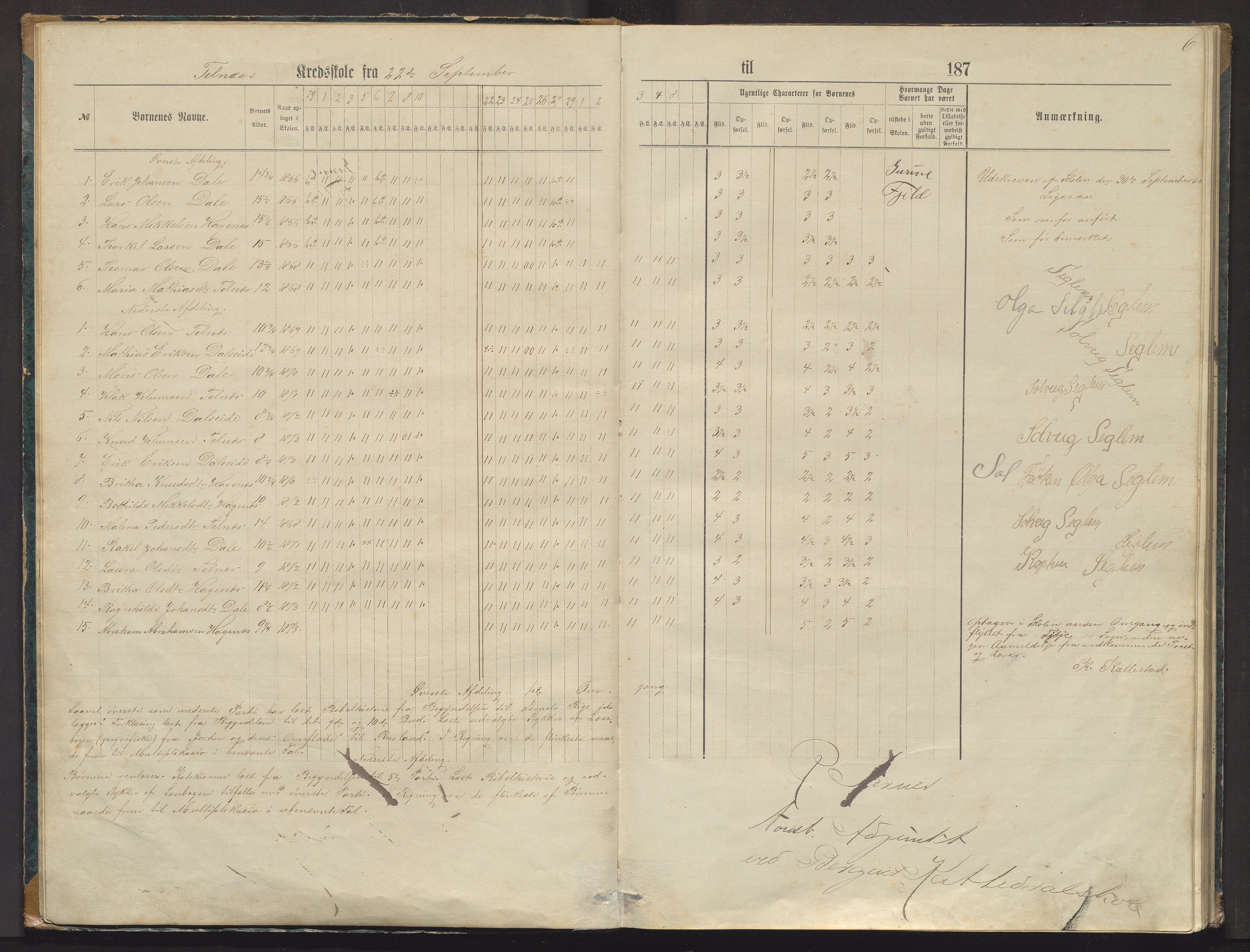 Fjell sokneprestembete, AV/SAB-A-75301/J/Jb/Jbb/L0001: Dagsjournal for Tellnes, Arefjord og Bjorøy krins, 1872-1880