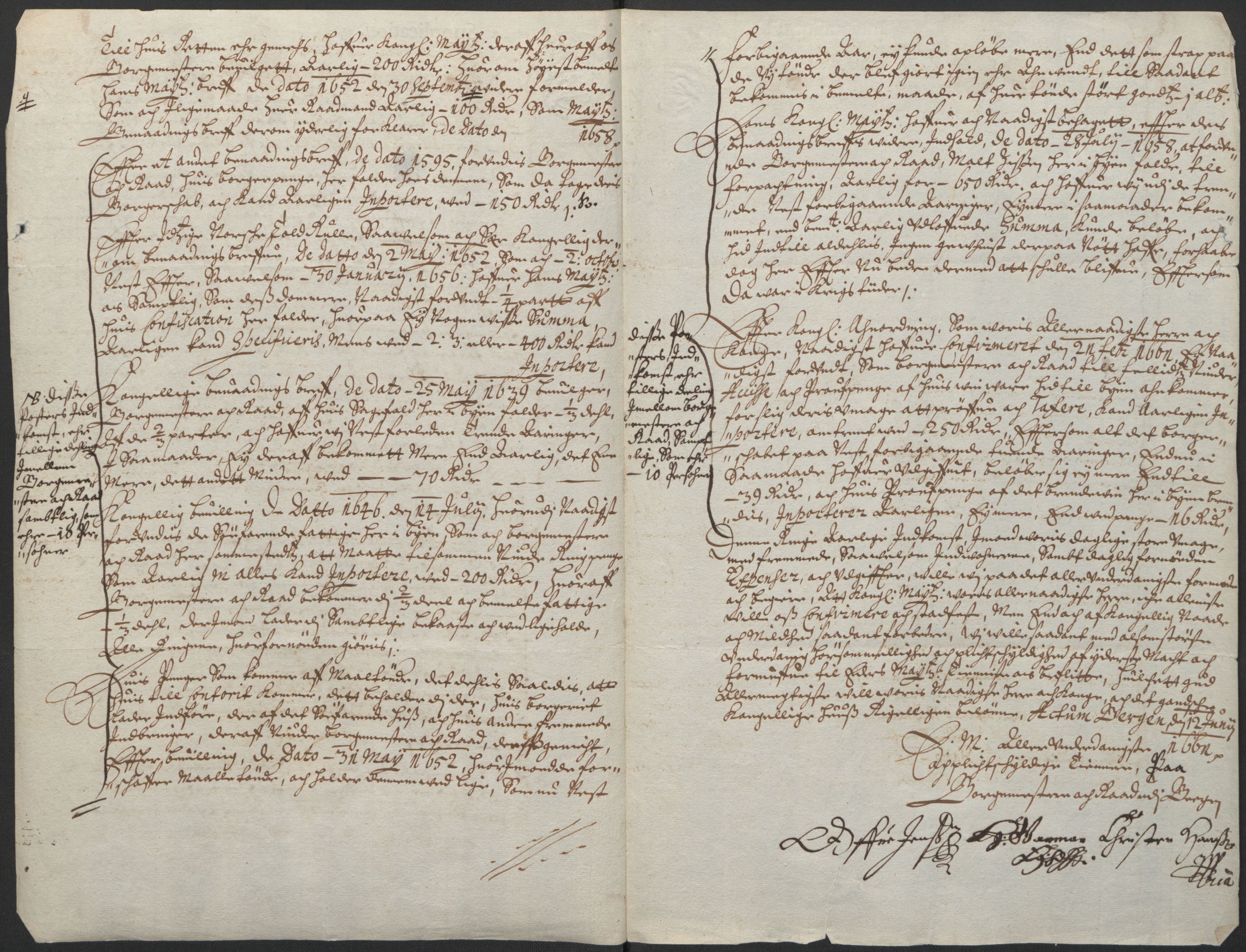 Rentekammeret inntil 1814, Realistisk ordnet avdeling, RA/EA-4070/L/L0026/0006: Bergen lagdømme: / Oppgave over Bergen bys inntekter og utgifter. Svar på kongebrev av 30. januar 1661 angående bestallinger, 1661