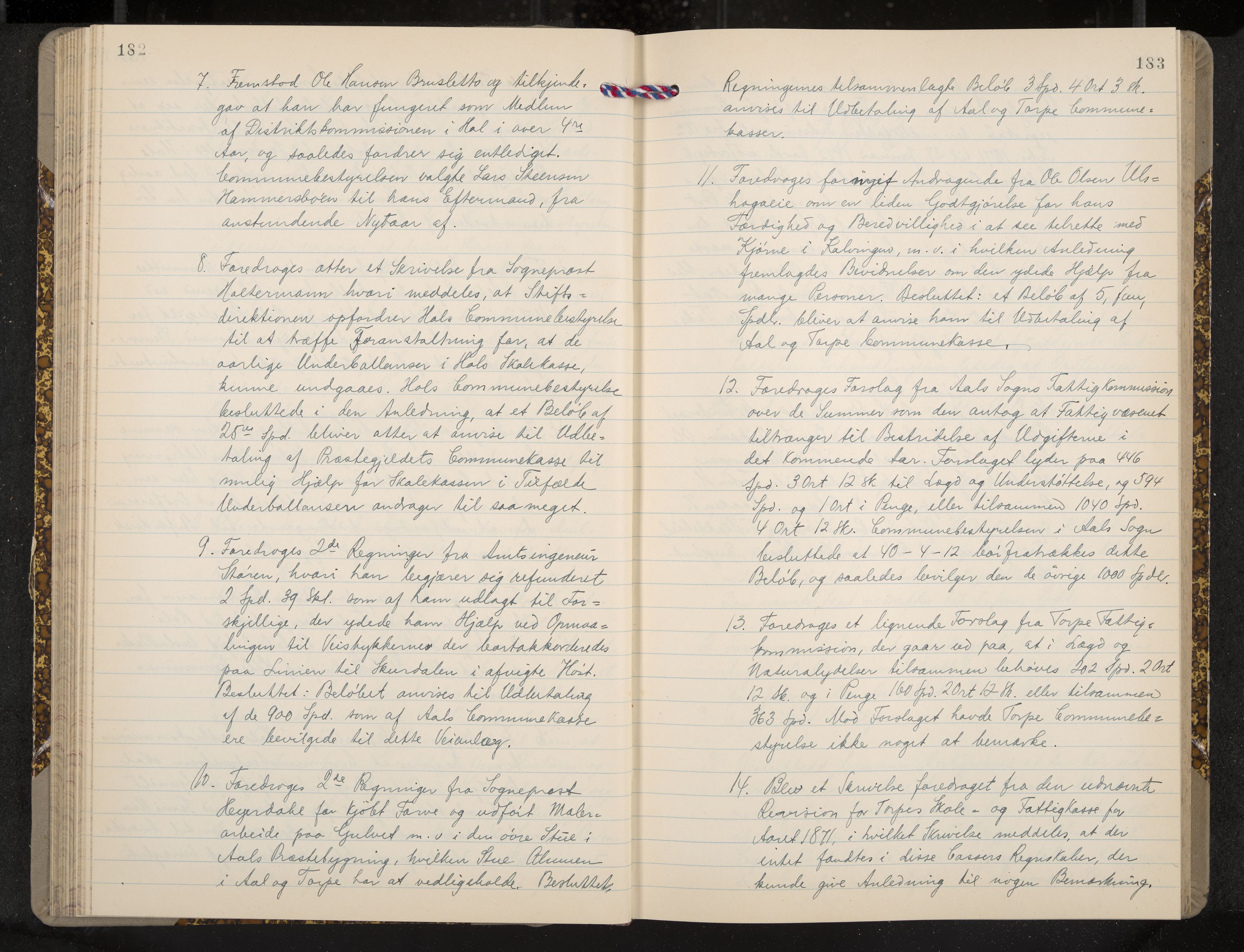 Ål formannskap og sentraladministrasjon, IKAK/0619021/A/Aa/L0003: Utskrift av møtebok, 1864-1880, p. 182-183