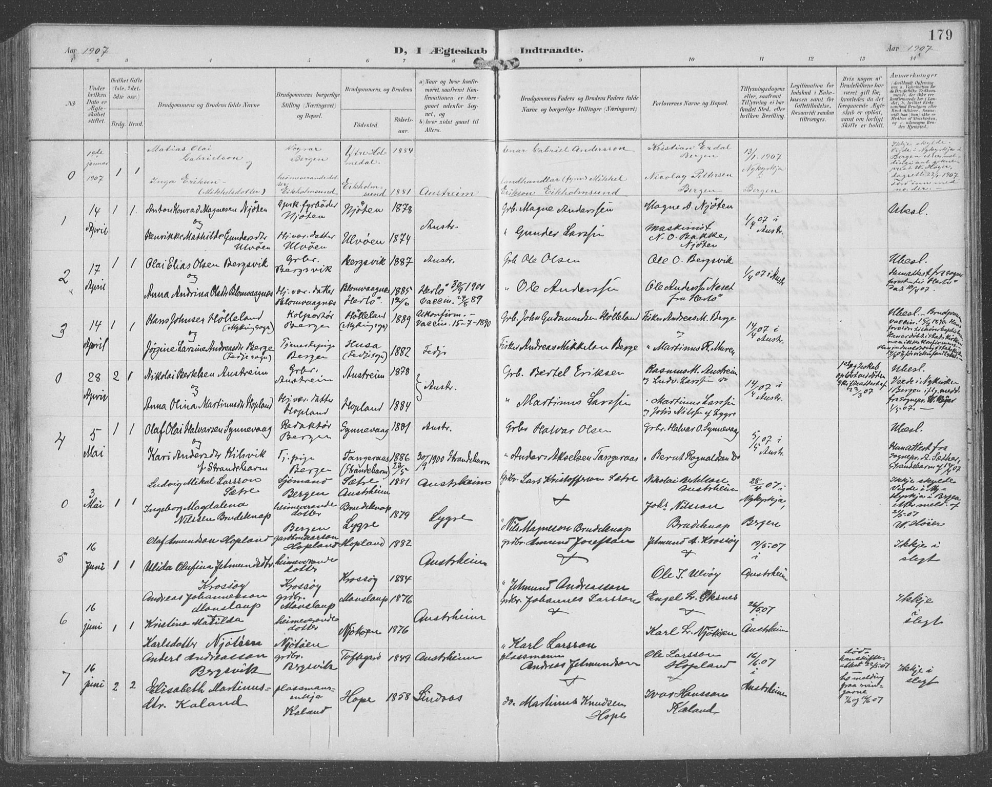 Lindås Sokneprestembete, AV/SAB-A-76701/H/Hab/Habc/L0004: Parish register (copy) no. C 4, 1894-1910, p. 179