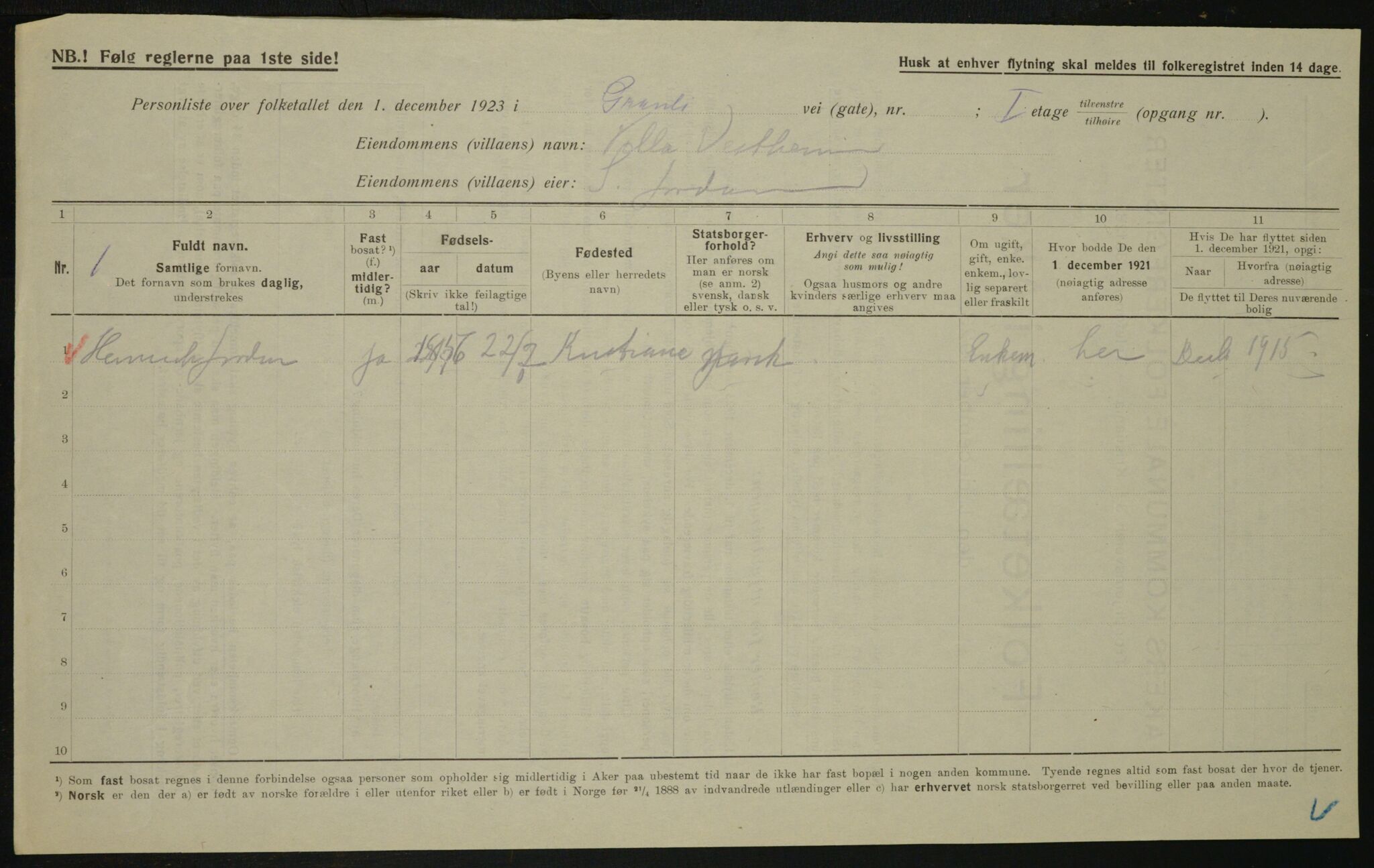 , Municipal Census 1923 for Aker, 1923, p. 25093