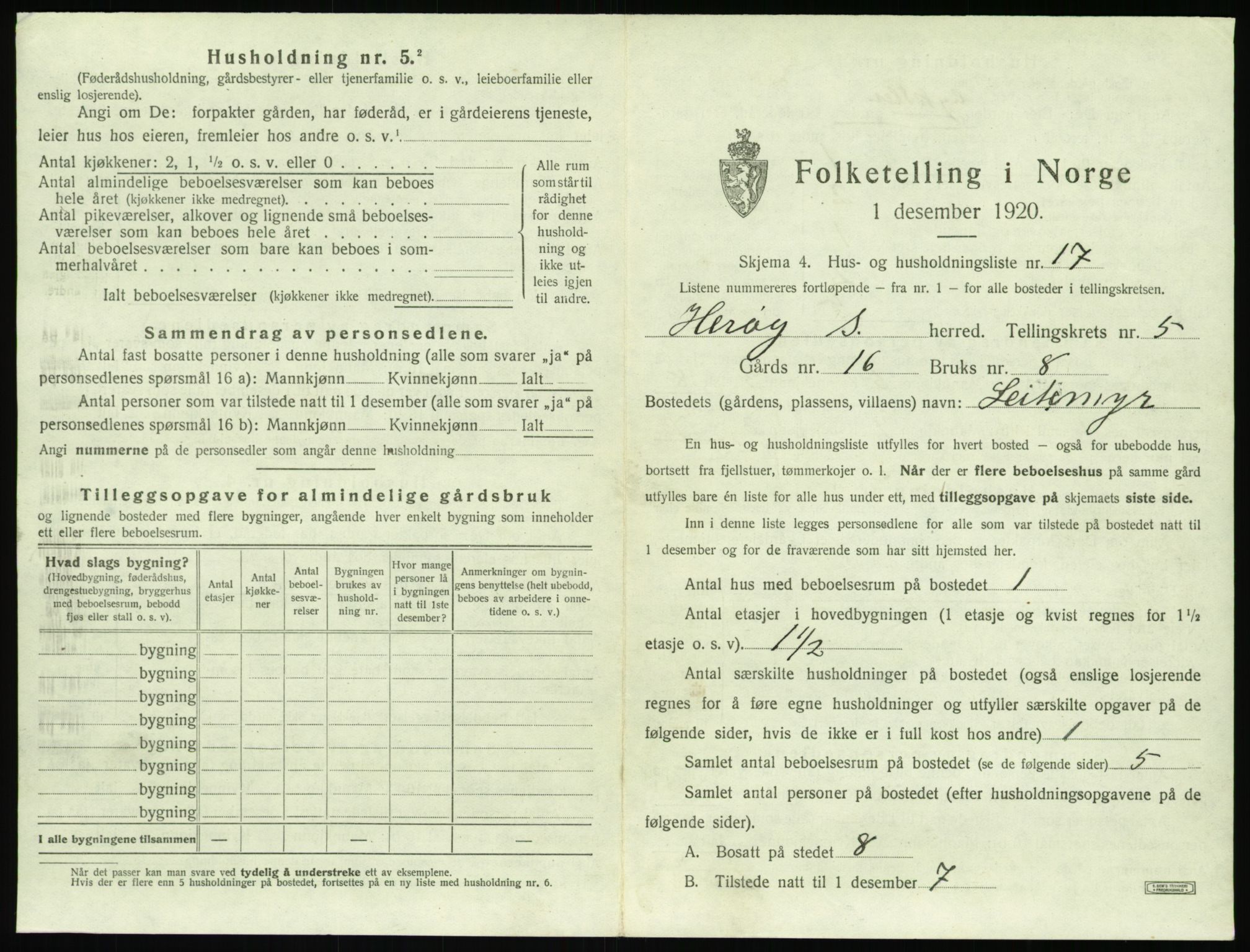 SAT, 1920 census for Herøy (MR), 1920, p. 391