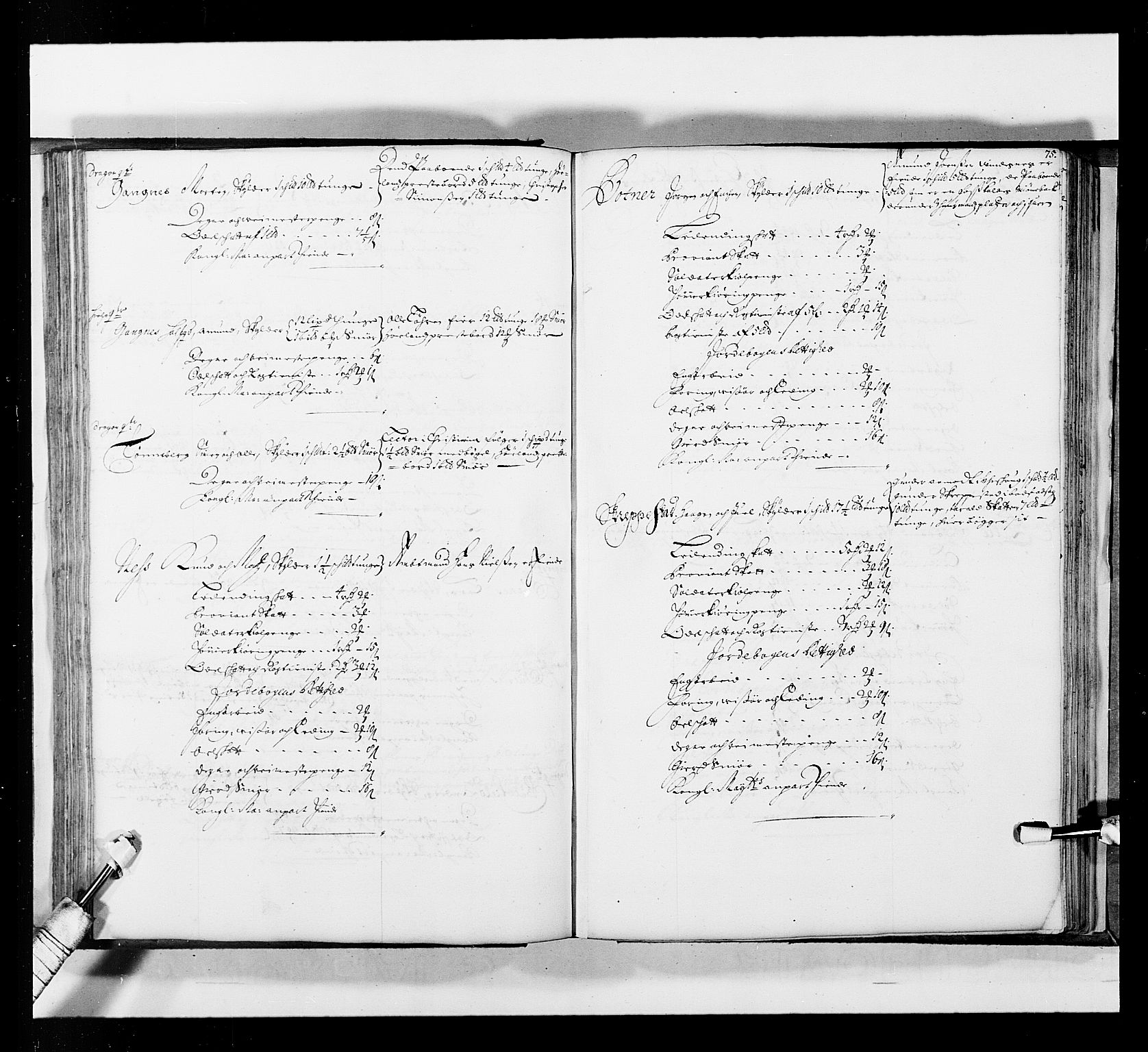 Stattholderembetet 1572-1771, AV/RA-EA-2870/Ek/L0035/0001: Jordebøker 1662-1720: / Matrikkel for Nedre Romerike, 1695, p. 74b-75a