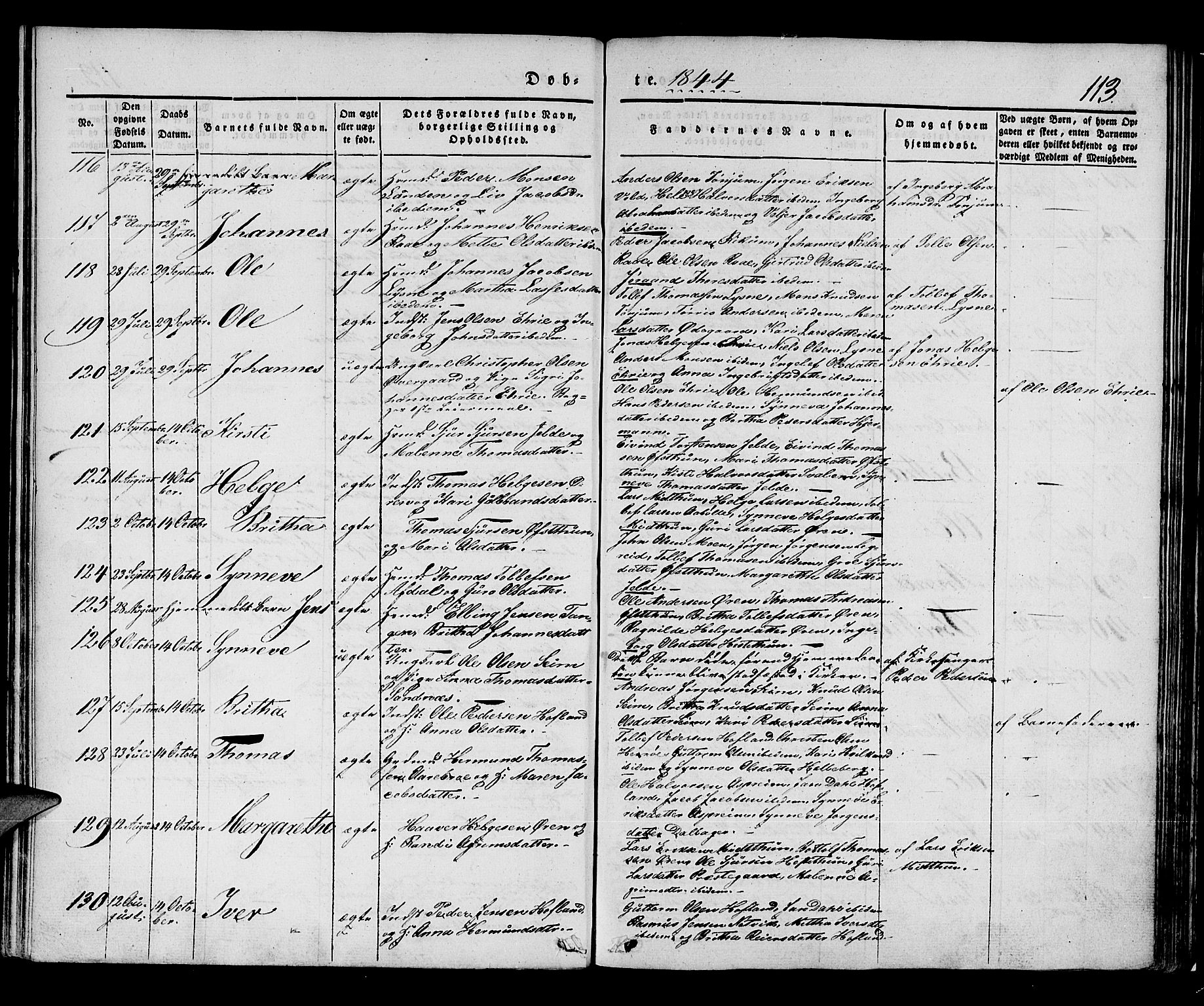 Lærdal sokneprestembete, AV/SAB-A-81201: Parish register (official) no. A 6, 1835-1849, p. 113