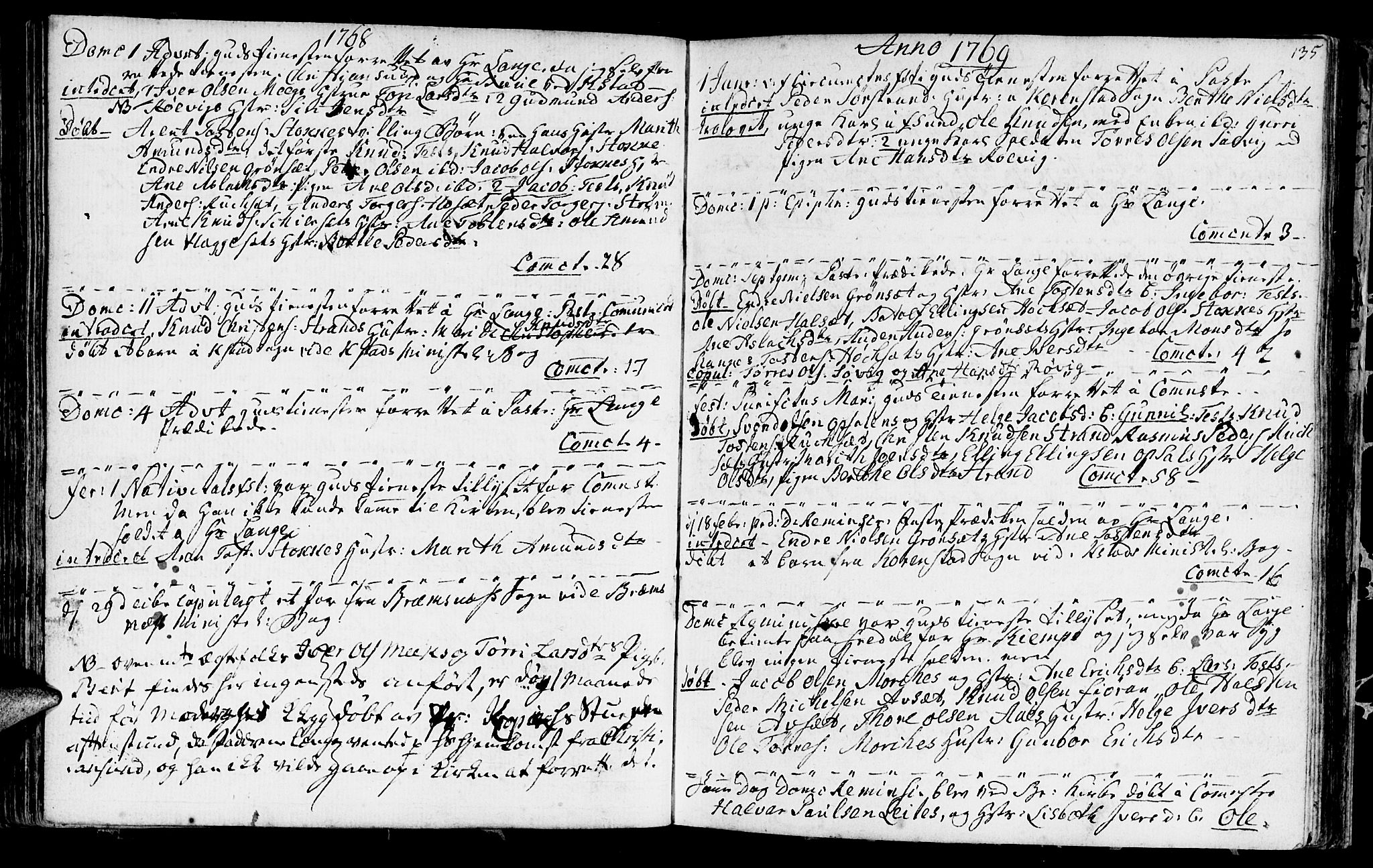 Ministerialprotokoller, klokkerbøker og fødselsregistre - Møre og Romsdal, SAT/A-1454/568/L0798: Parish register (official) no. 568A07, 1753-1780, p. 134-135