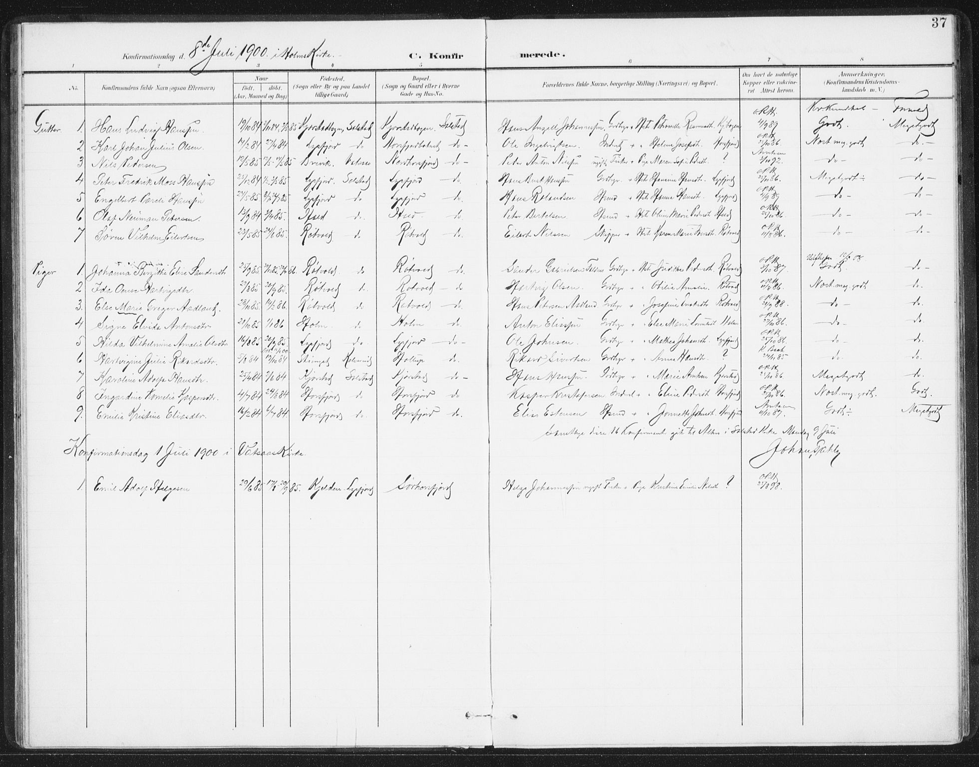 Ministerialprotokoller, klokkerbøker og fødselsregistre - Nordland, AV/SAT-A-1459/811/L0167: Parish register (official) no. 811A04, 1899-1913, p. 37