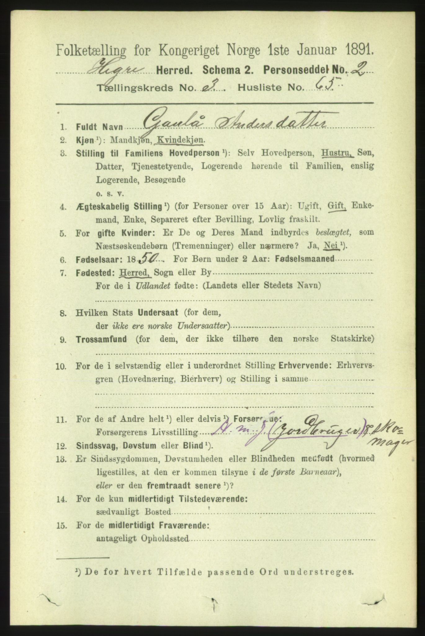 RA, 1891 census for 1712 Hegra, 1891, p. 1400