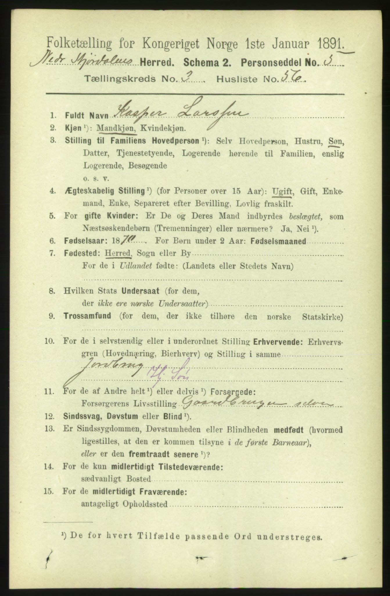 RA, 1891 census for 1714 Nedre Stjørdal, 1891, p. 1373
