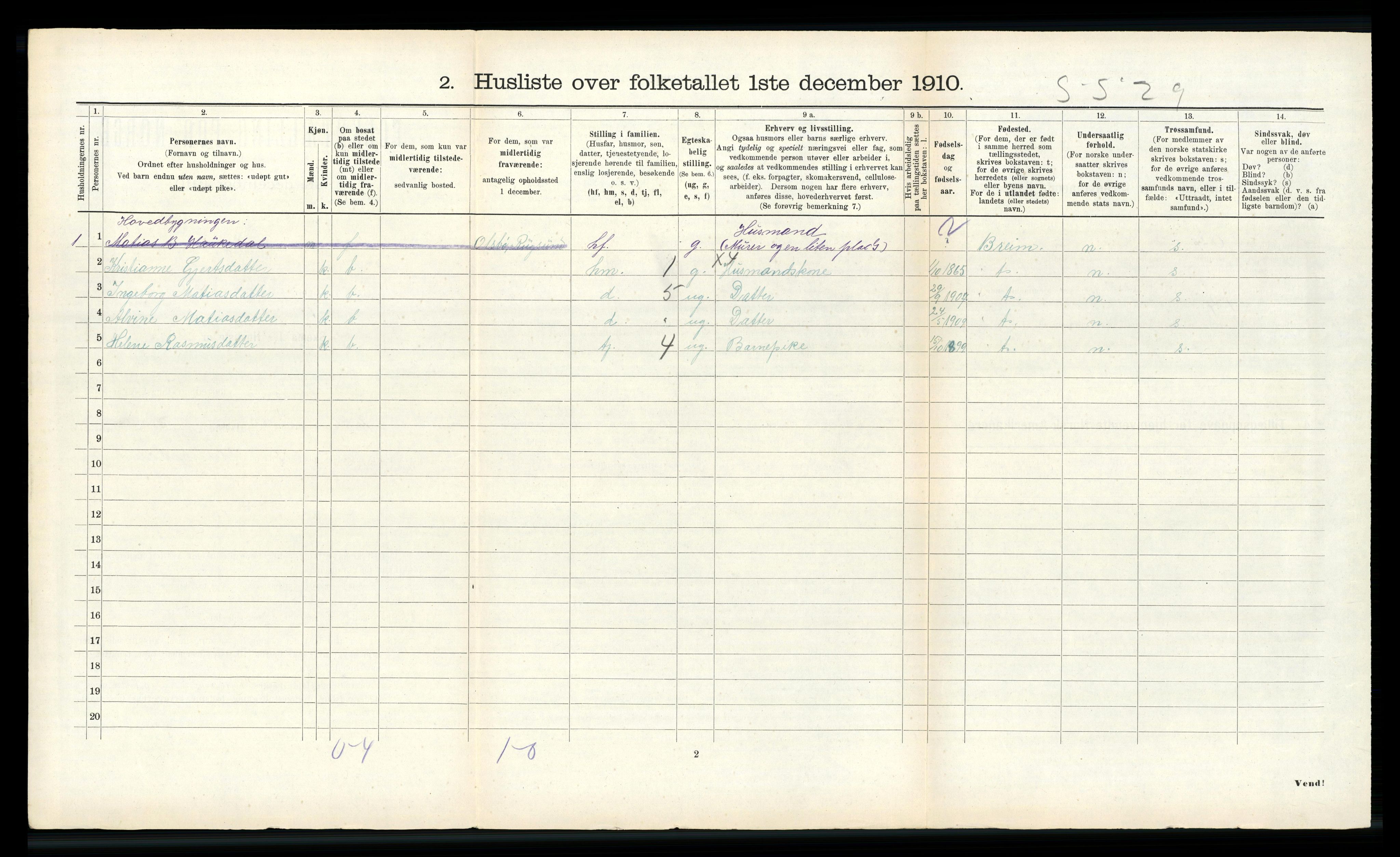 RA, 1910 census for Davik, 1910, p. 765