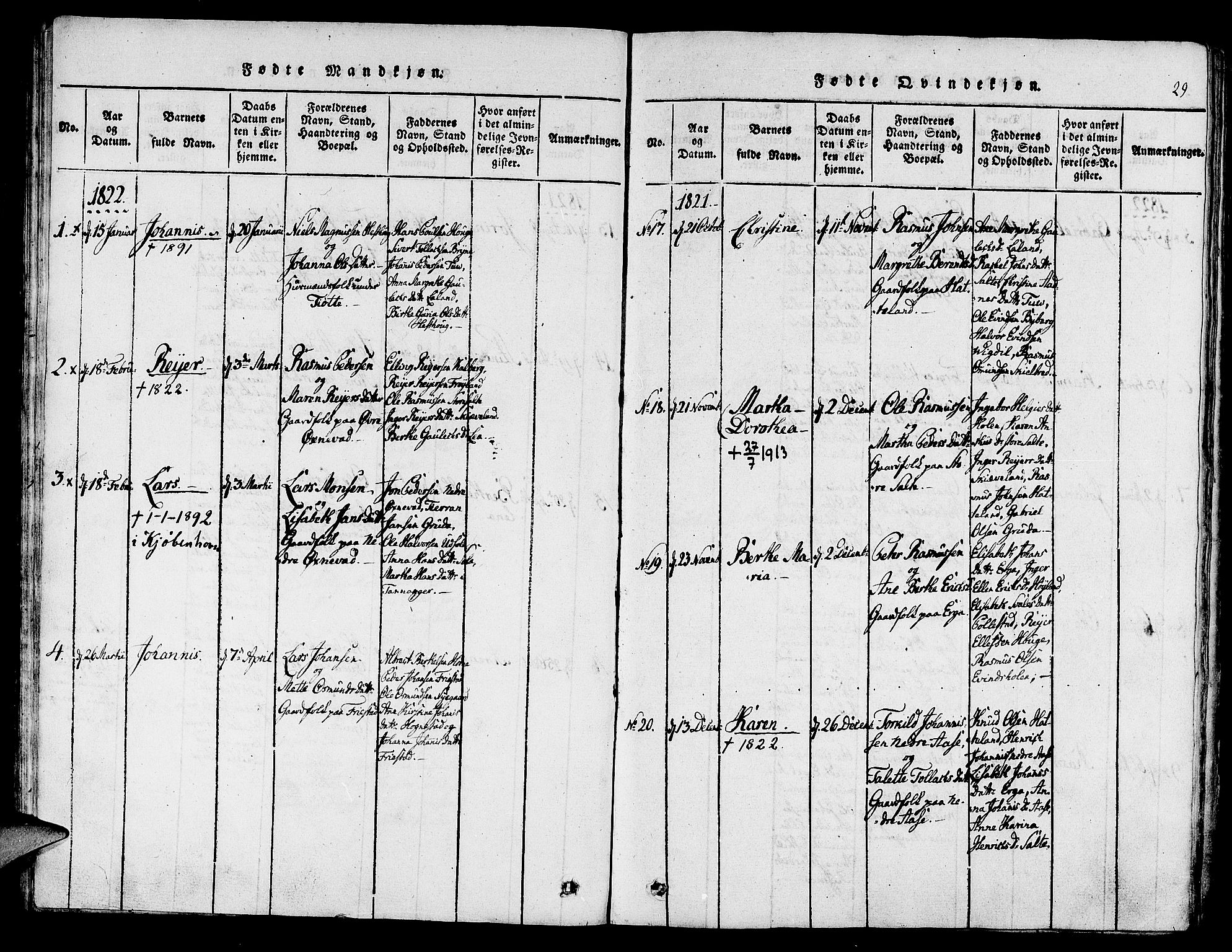 Klepp sokneprestkontor, SAST/A-101803/001/3/30BA/L0002: Parish register (official) no. A 2, 1816-1833, p. 29