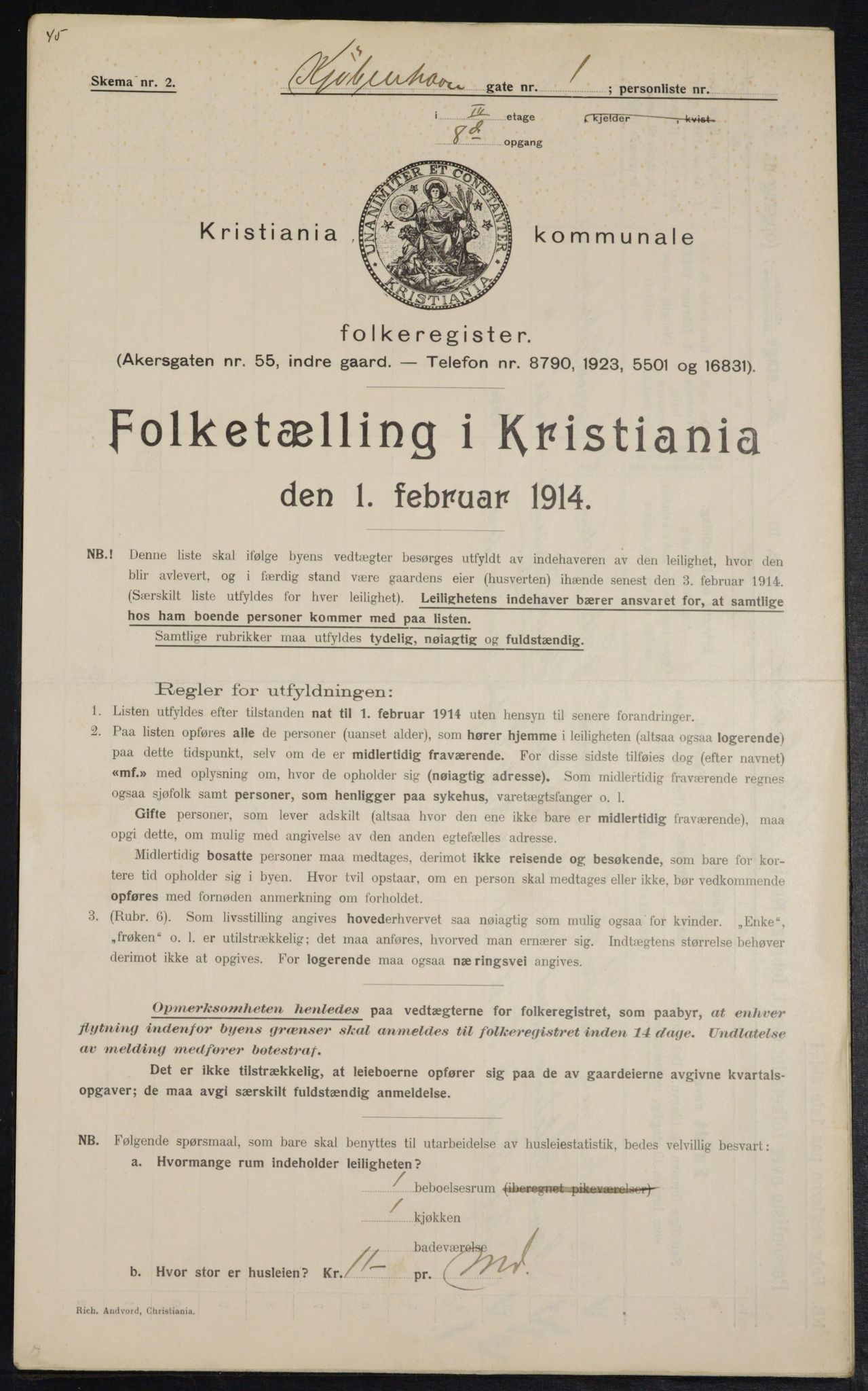 OBA, Municipal Census 1914 for Kristiania, 1914, p. 54915