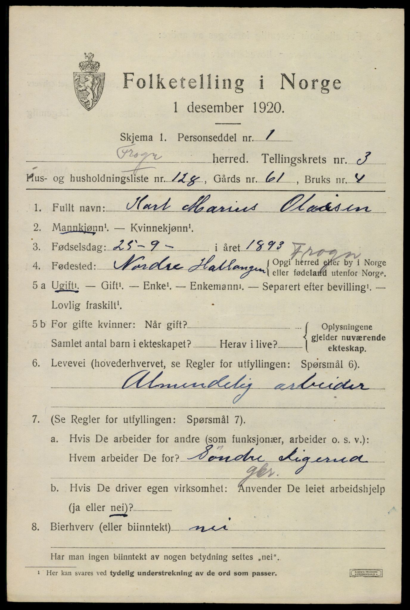 SAO, 1920 census for Frogn, 1920, p. 5541