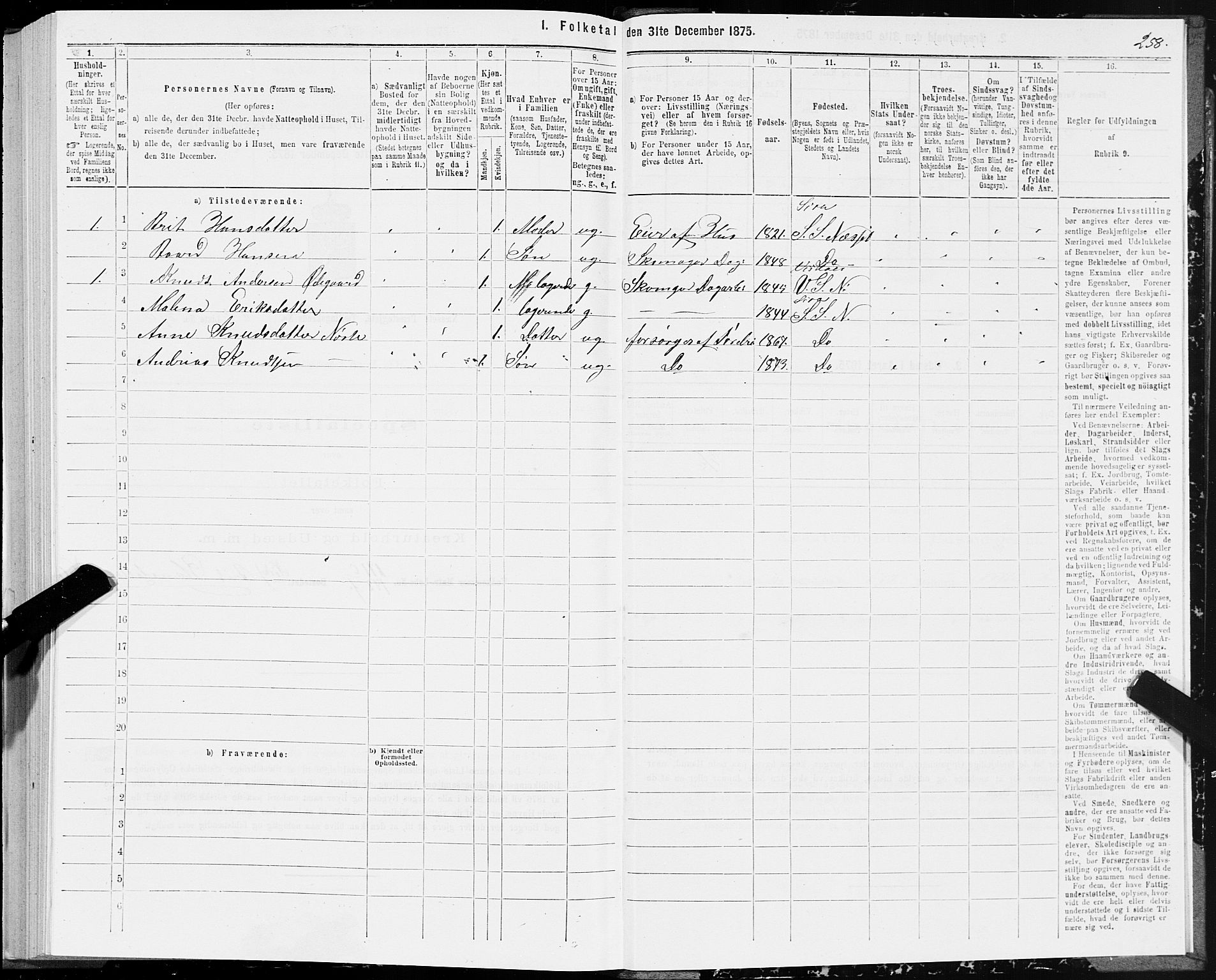 SAT, 1875 census for 1543P Nesset, 1875, p. 3258