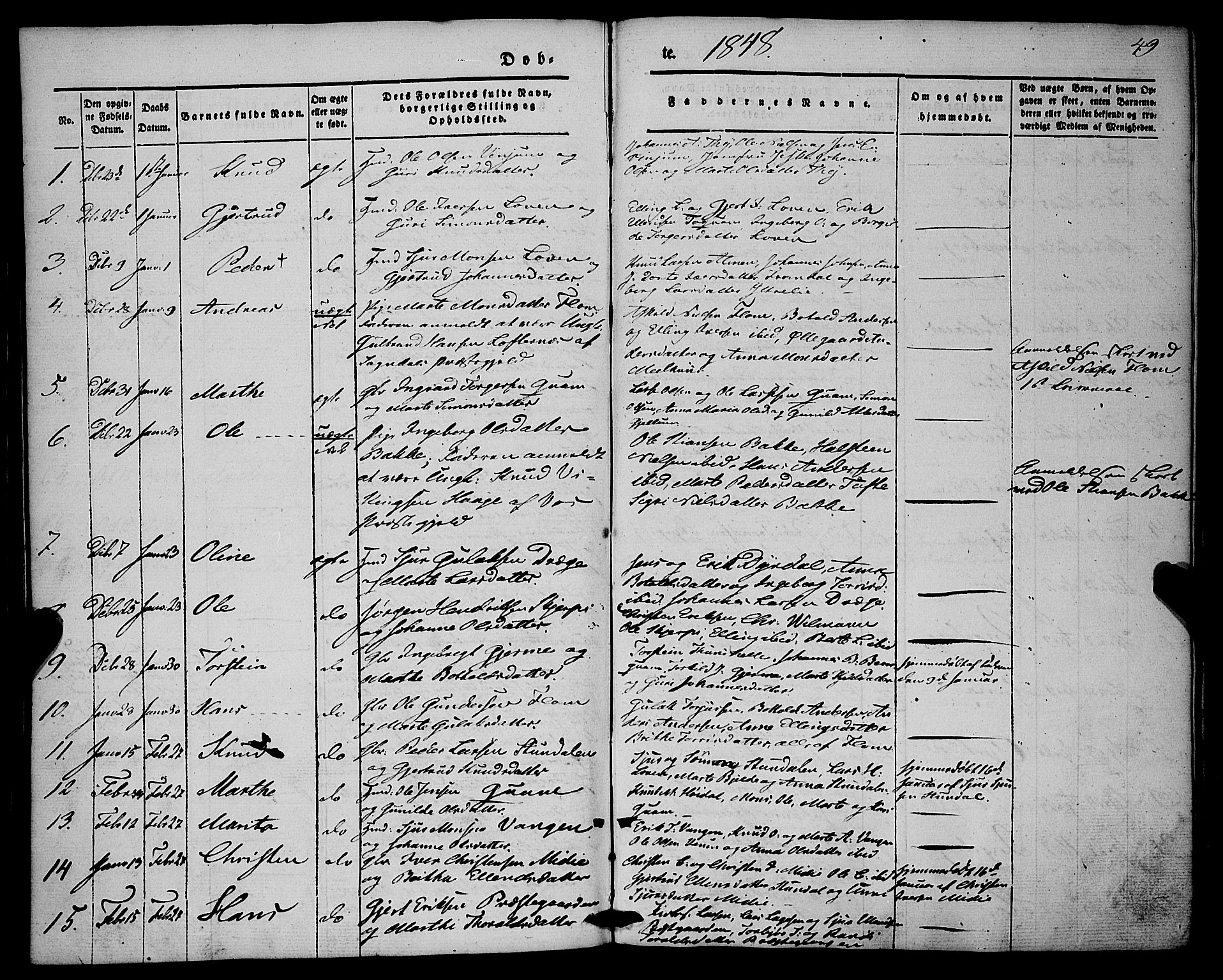 Aurland sokneprestembete, SAB/A-99937/H/Ha/Haa/L0007: Parish register (official) no. A 7, 1842-1853, p. 49