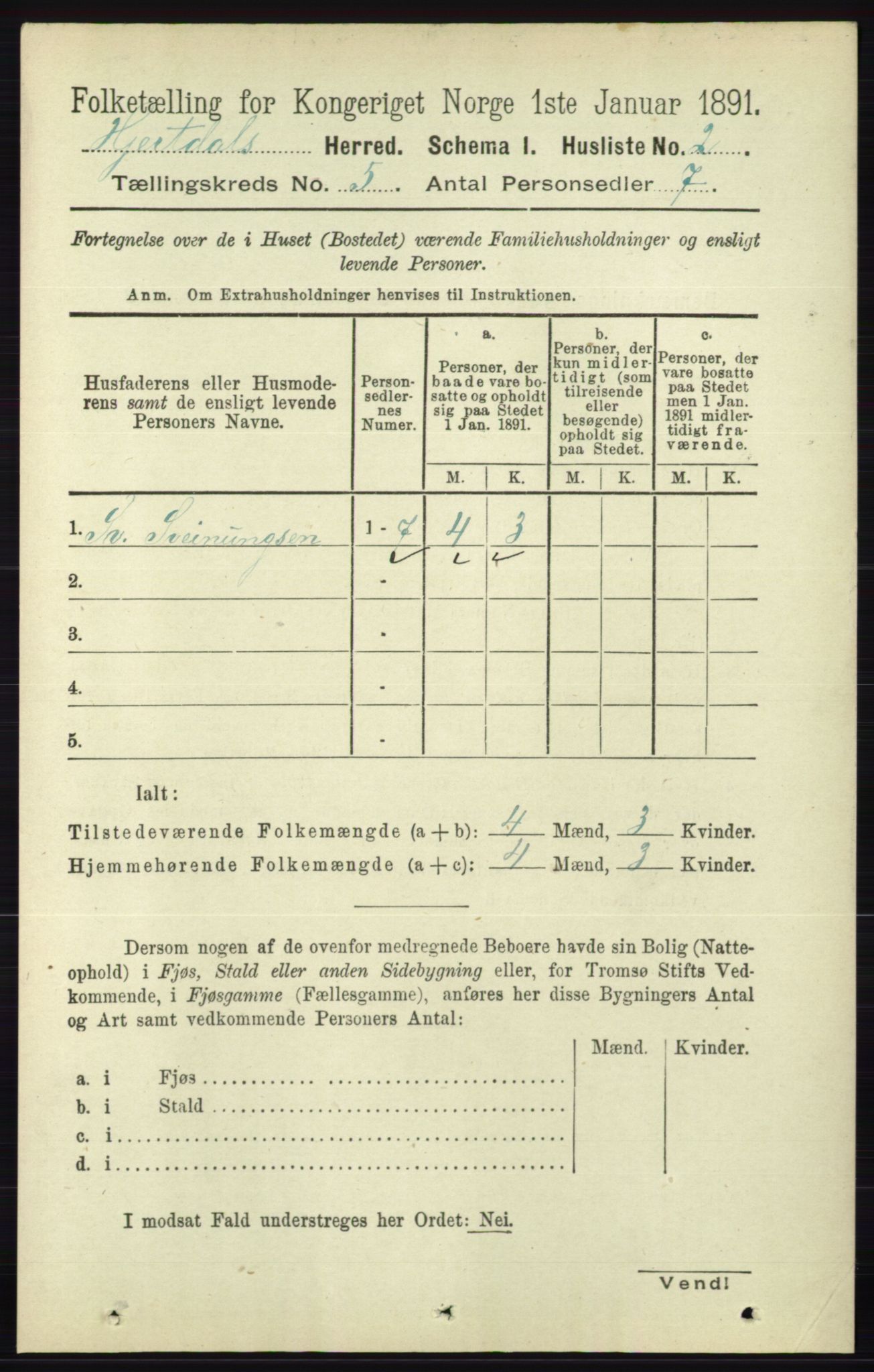 RA, 1891 census for 0827 Hjartdal, 1891, p. 1745