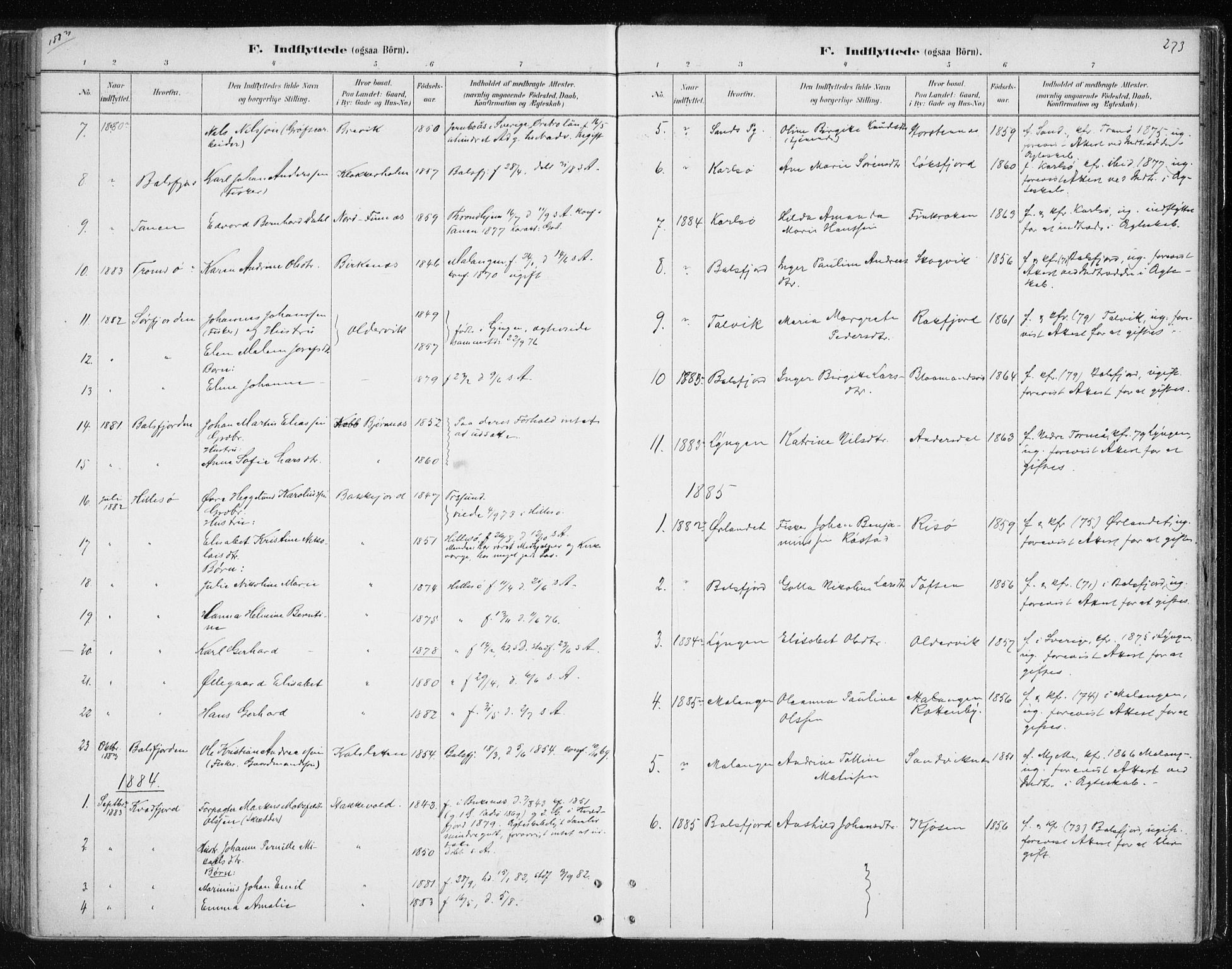 Tromsøysund sokneprestkontor, SATØ/S-1304/G/Ga/L0004kirke: Parish register (official) no. 4, 1880-1888, p. 273