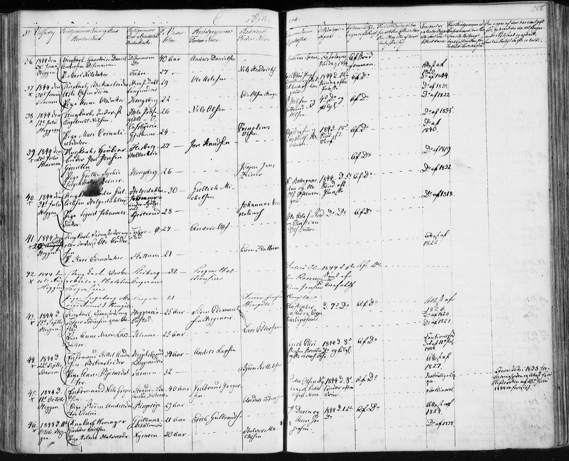 Modum kirkebøker, AV/SAKO-A-234/F/Fa/L0007: Parish register (official) no. 7, 1841-1850, p. 288