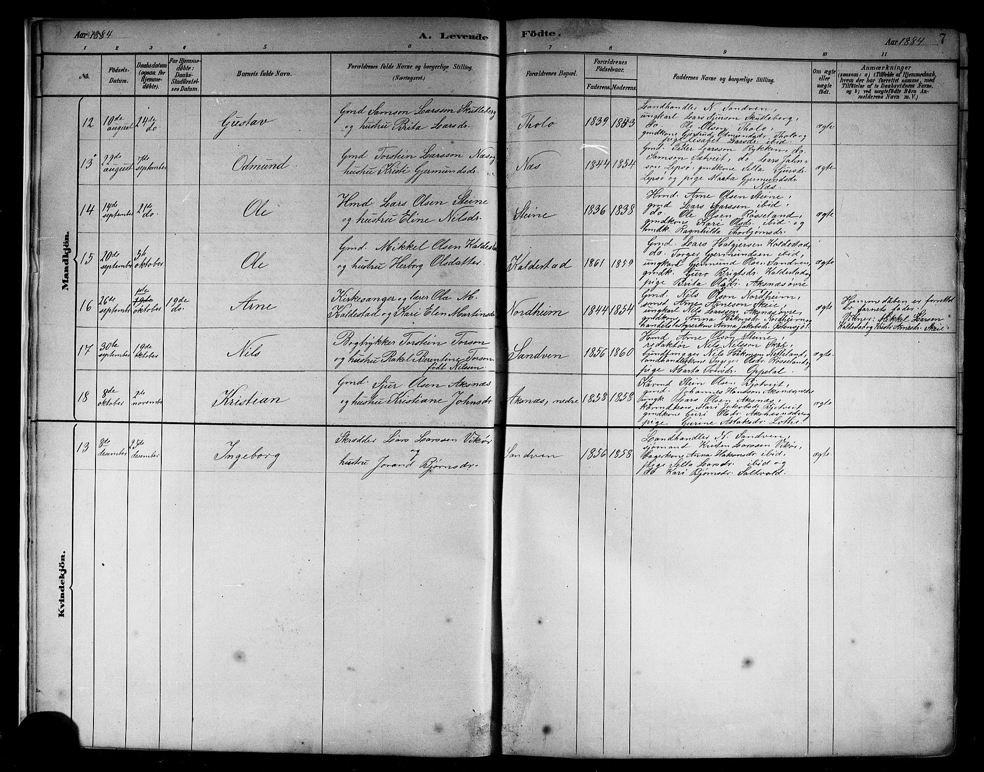 Kvam sokneprestembete, AV/SAB-A-76201/H/Hab: Parish register (copy) no. B 3, 1884-1916, p. 7