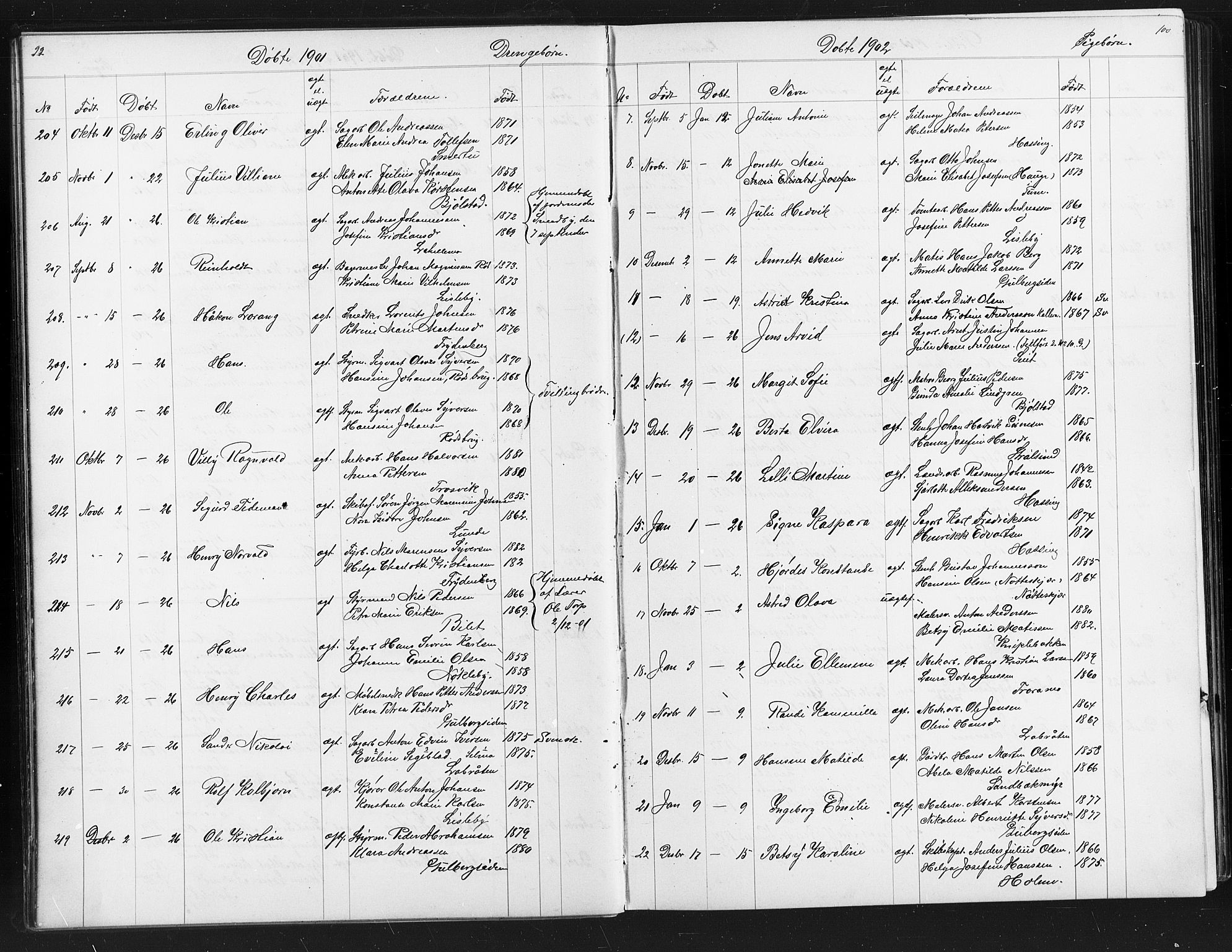 Glemmen prestekontor Kirkebøker, SAO/A-10908/G/Ga/L0006: Parish register (copy) no. 6, 1894-1908, p. 99-100