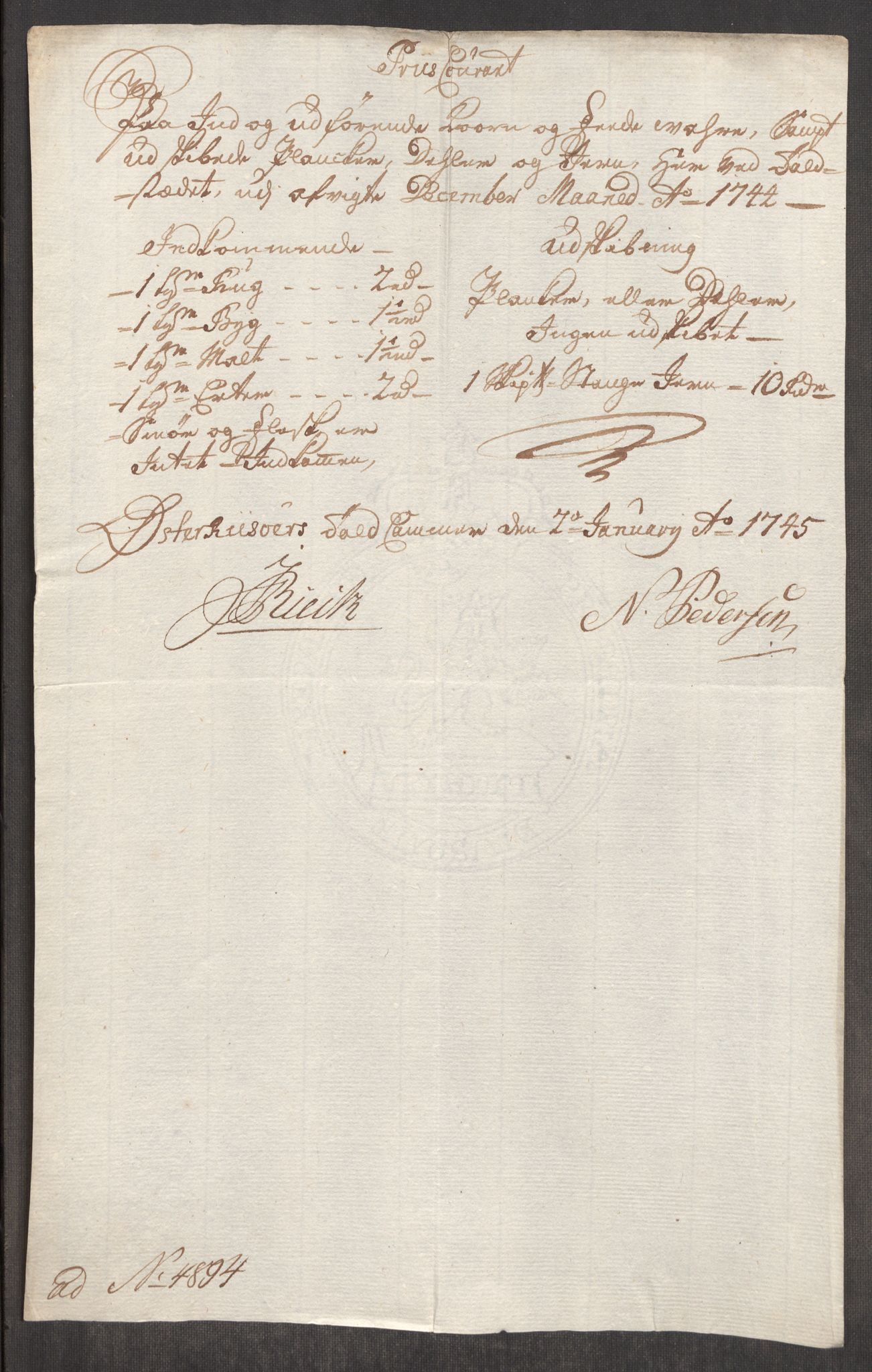 Rentekammeret inntil 1814, Realistisk ordnet avdeling, AV/RA-EA-4070/Oe/L0003: [Ø1]: Priskuranter, 1745-1748, p. 145