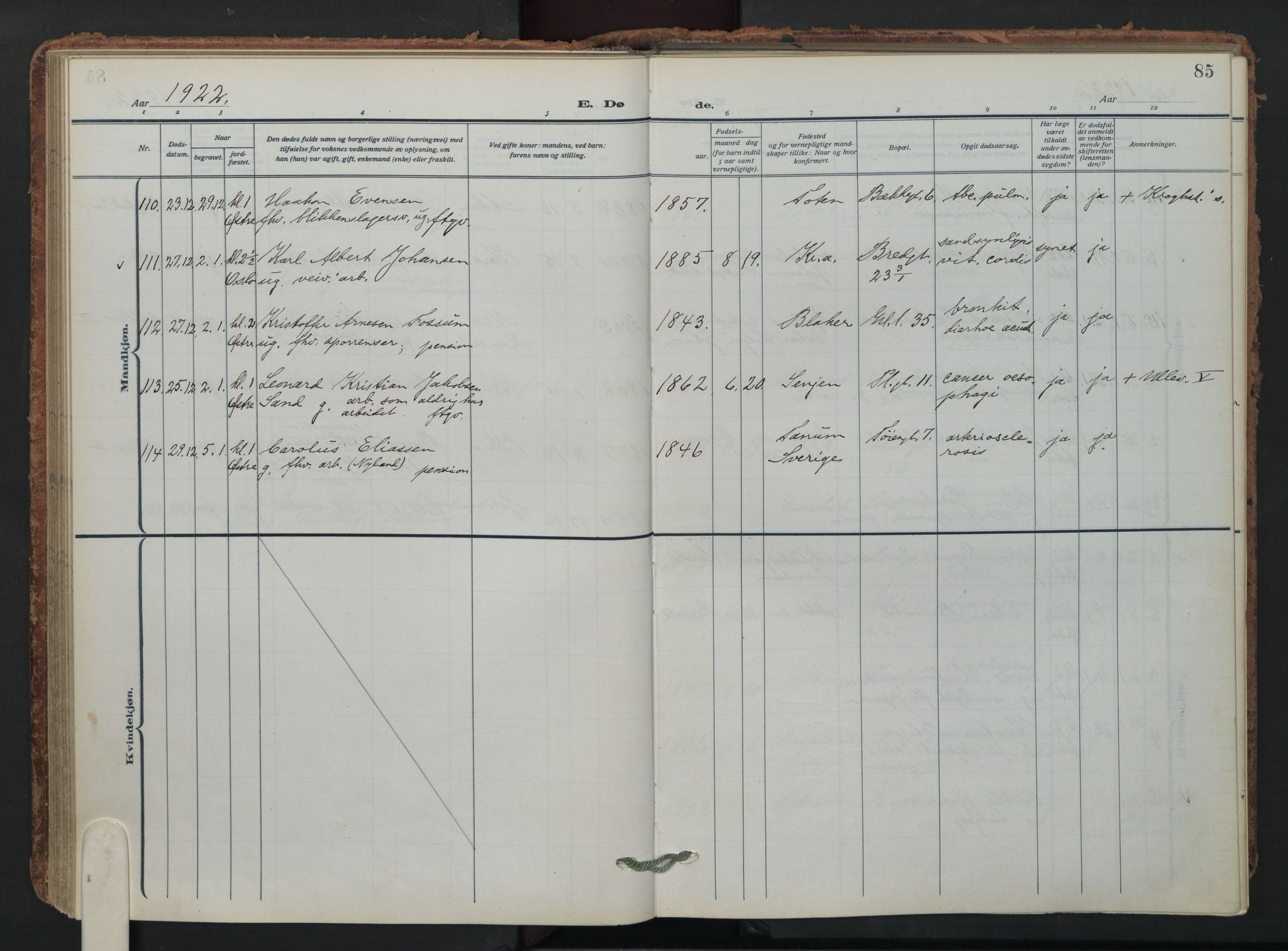 Grønland prestekontor Kirkebøker, AV/SAO-A-10848/F/Fa/L0019: Parish register (official) no. 19, 1918-1938, p. 85