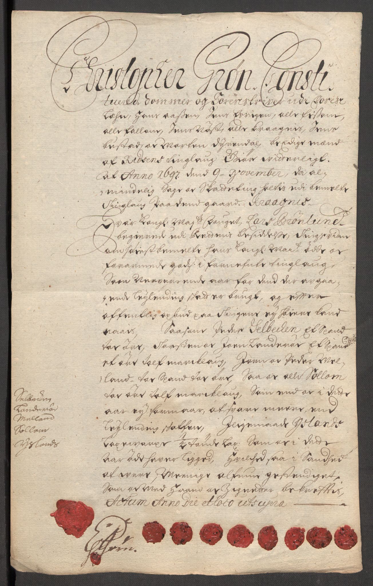 Rentekammeret inntil 1814, Reviderte regnskaper, Fogderegnskap, AV/RA-EA-4092/R57/L3852: Fogderegnskap Fosen, 1697, p. 173